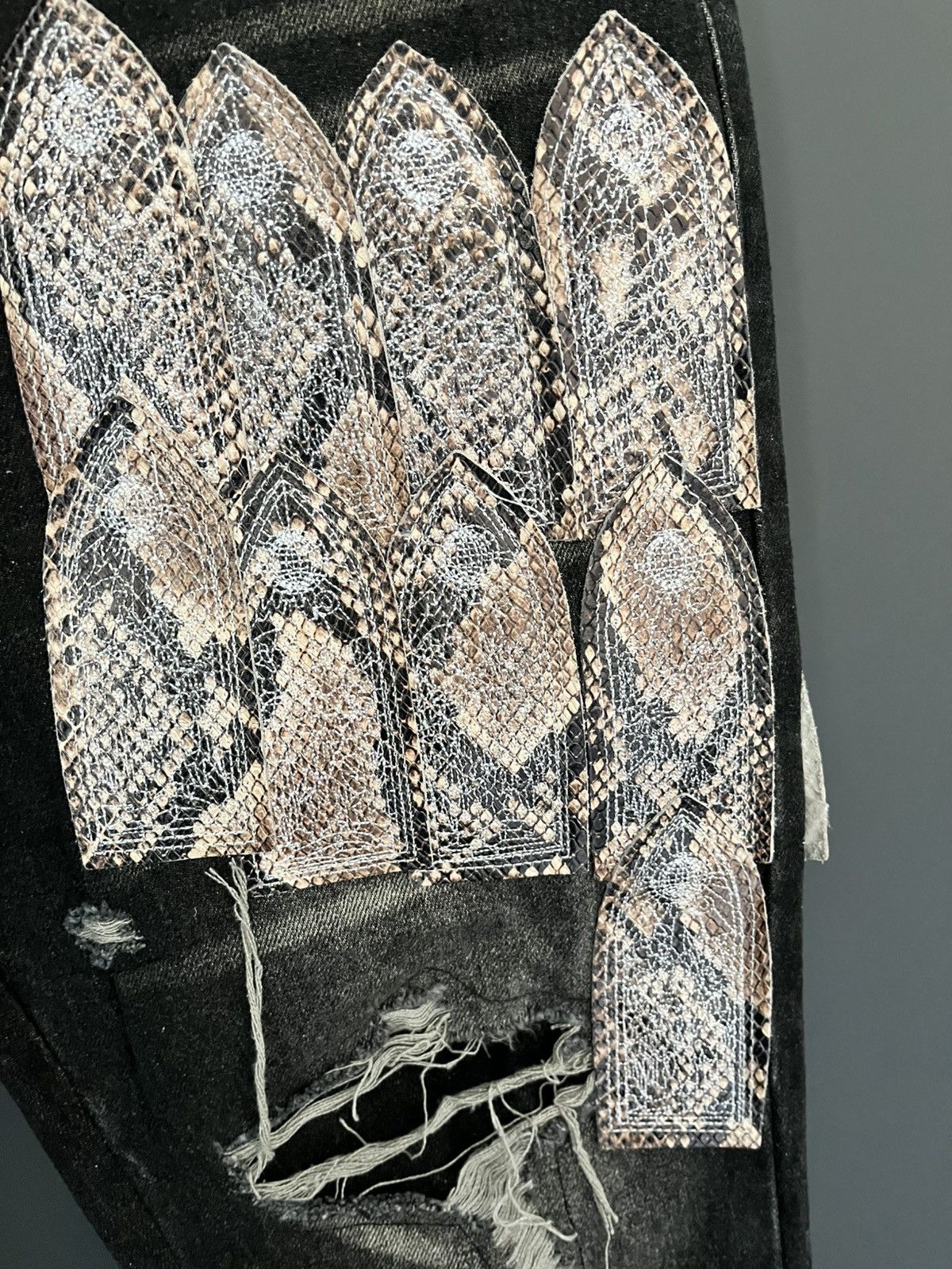 Who Decides War Who Decides War Snakeskin Patched Arch Mocha Denim Size US 32 / EU 48 - 3 Thumbnail