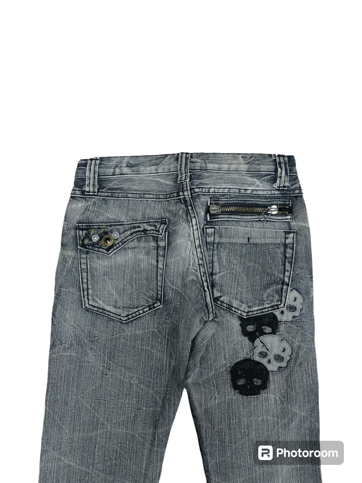 Japanese Brand FLARE SICK DAILY NEWS SKULL PATCHWORK DENIM PANTS Size US 29 - 4 Thumbnail
