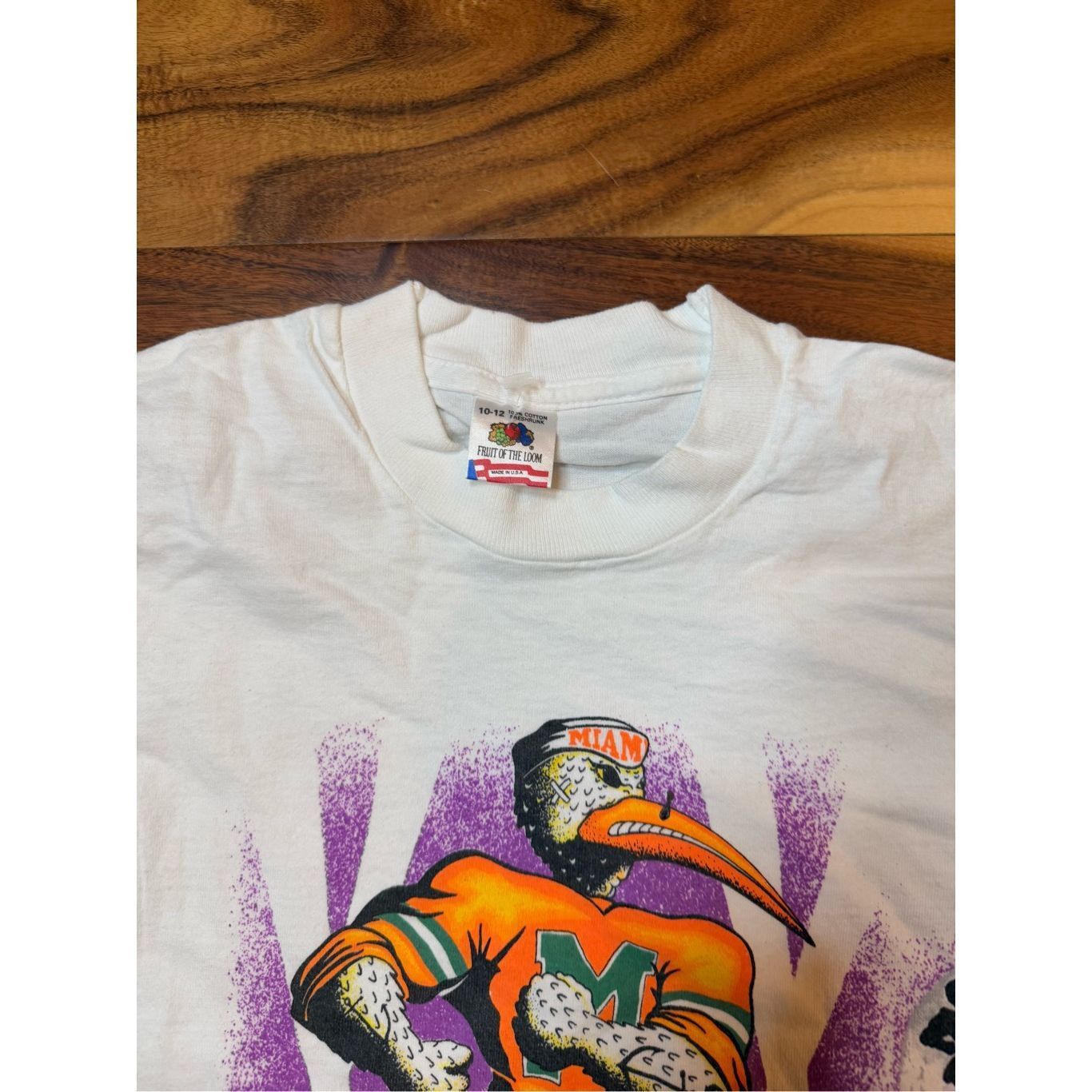 Fruit Of The Loom Size boys (10-12) - Vintage 1980s Miami Hurricanes AOP Fire Size US L / EU 52-54 / 3 - 2 Thumbnail