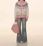 Japanese Brand × Vintage Retro cream Fair Isle crew neck knitted cardigan sweater Size M / US 6-8 / IT 42-44 - 2 Thumbnail