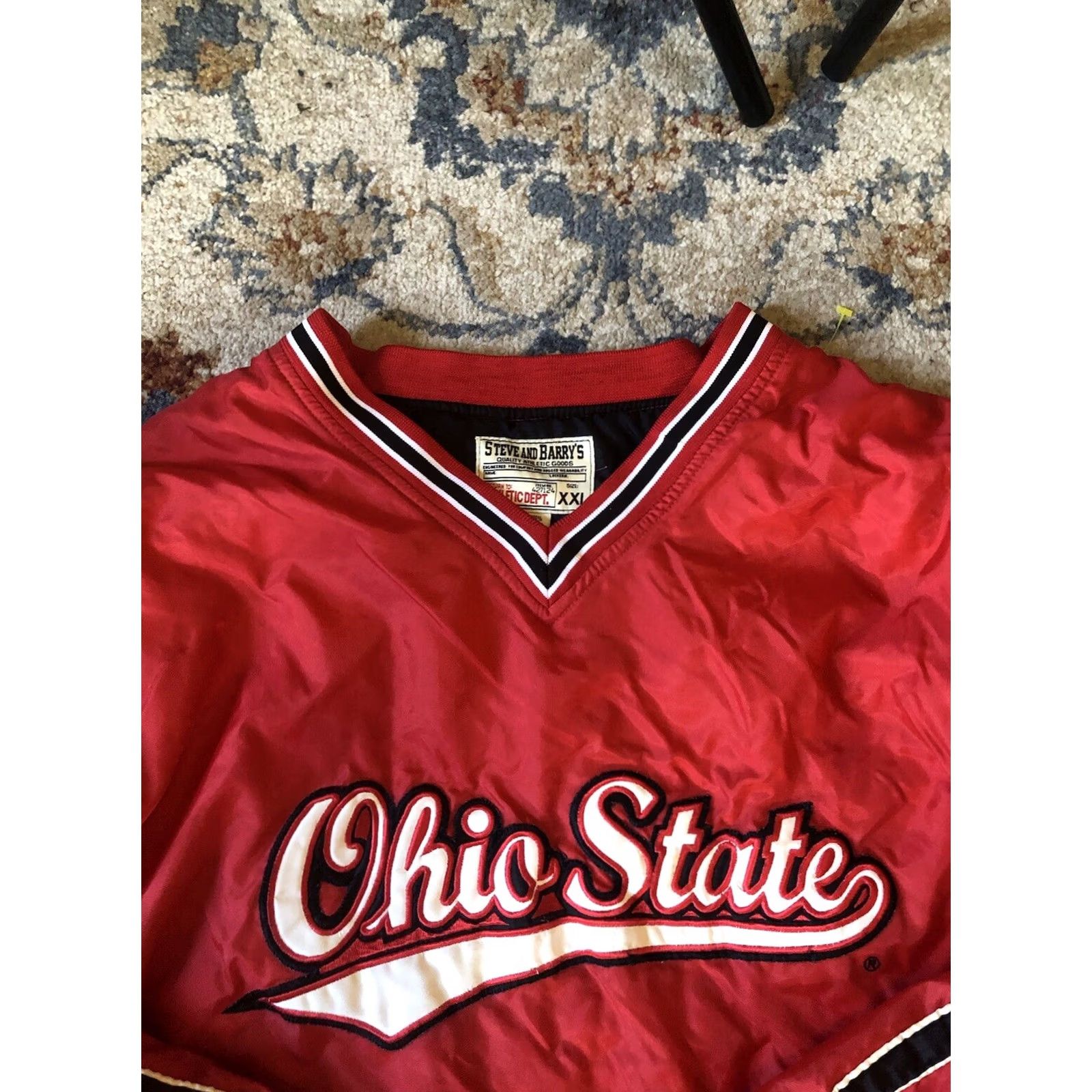 Vintage Steve & Barry’s Jacket Mens 2XL Red OSU Pullover Windbreaker Lined Nylon Embroidered Logo University Football 90s Theme Size US XXL / EU 58 / 5 - 2 Thumbnail