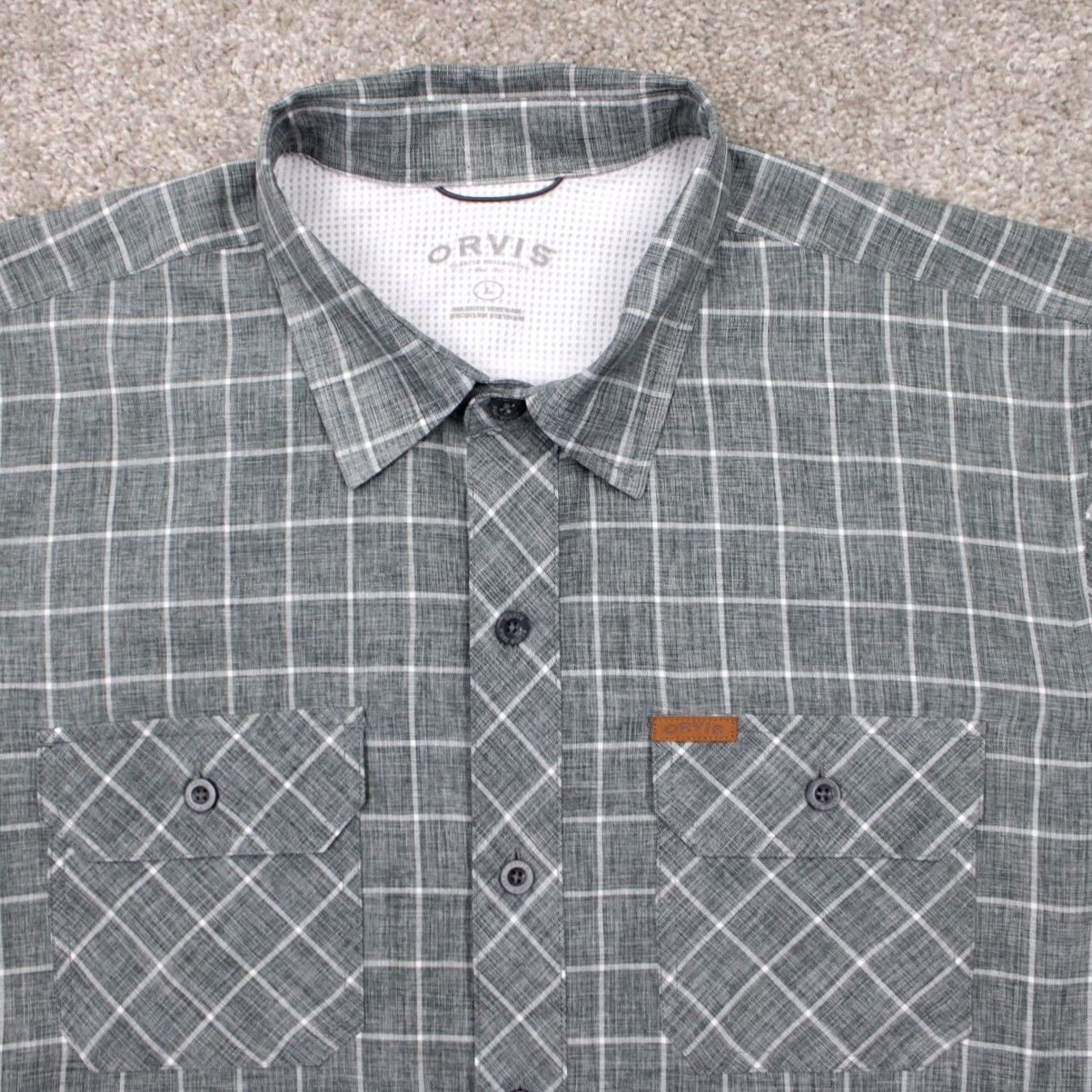 Orvis Orvis Shirt Mens Large Gray Quick Dry Pockets Short Sleeve Polyester Button Up Size US L / EU 52-54 / 3 - 5 Thumbnail