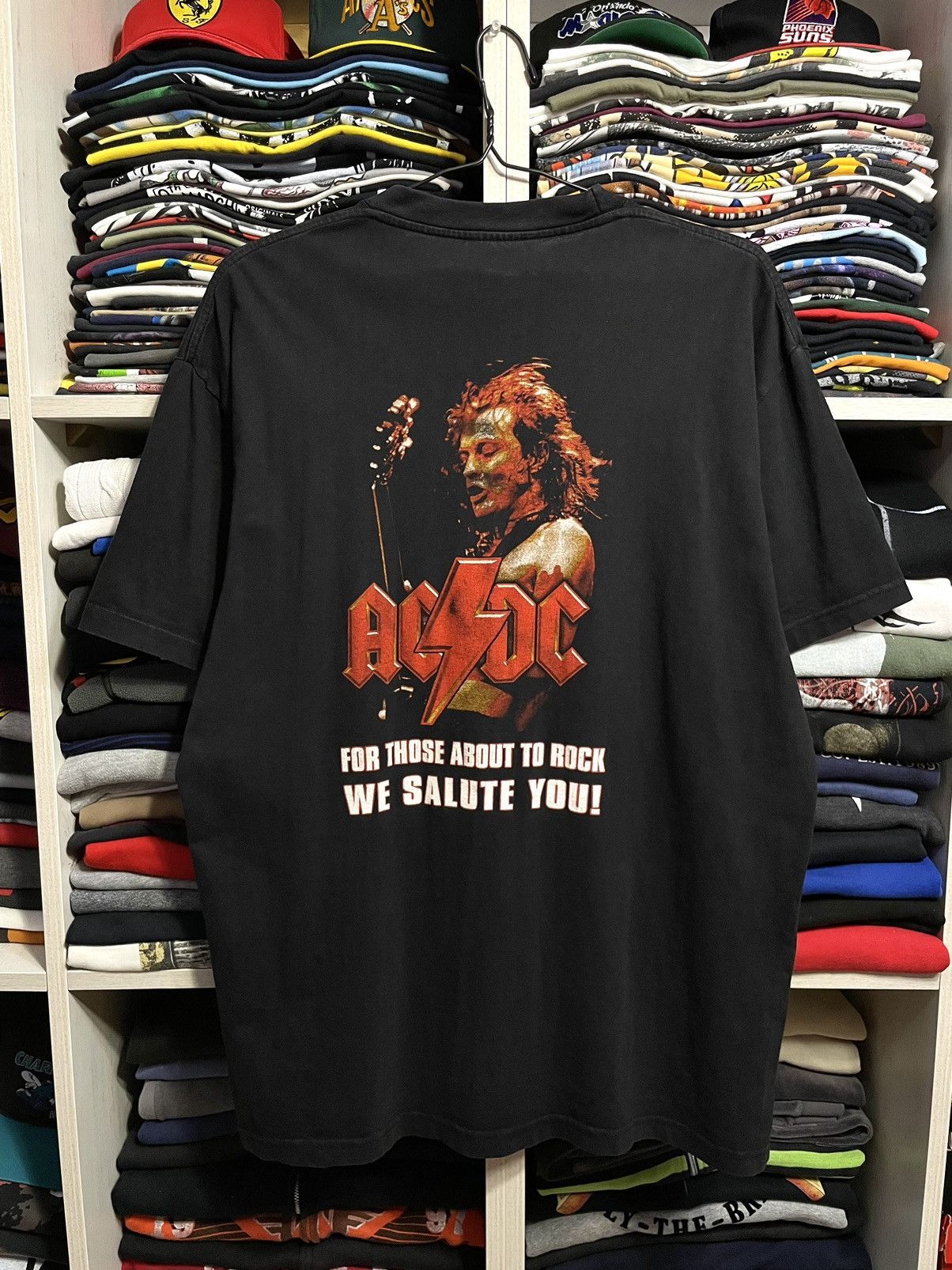 Band Tees Vintage 90s AC/DC Rock Metal Band T-Shirt Faded Black Size US XL / EU 56 / 4 - 13 Thumbnail