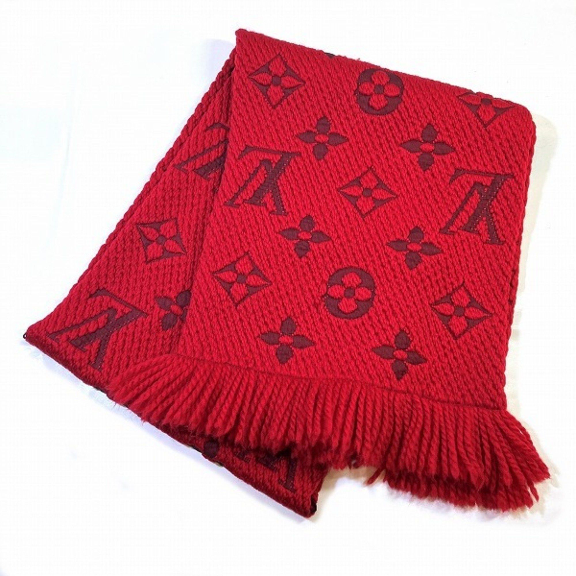 image of Louis Vuitton Monogram Escharp Logomania M72432 Brand Accessories Muffler Men's Women's in Red Colo