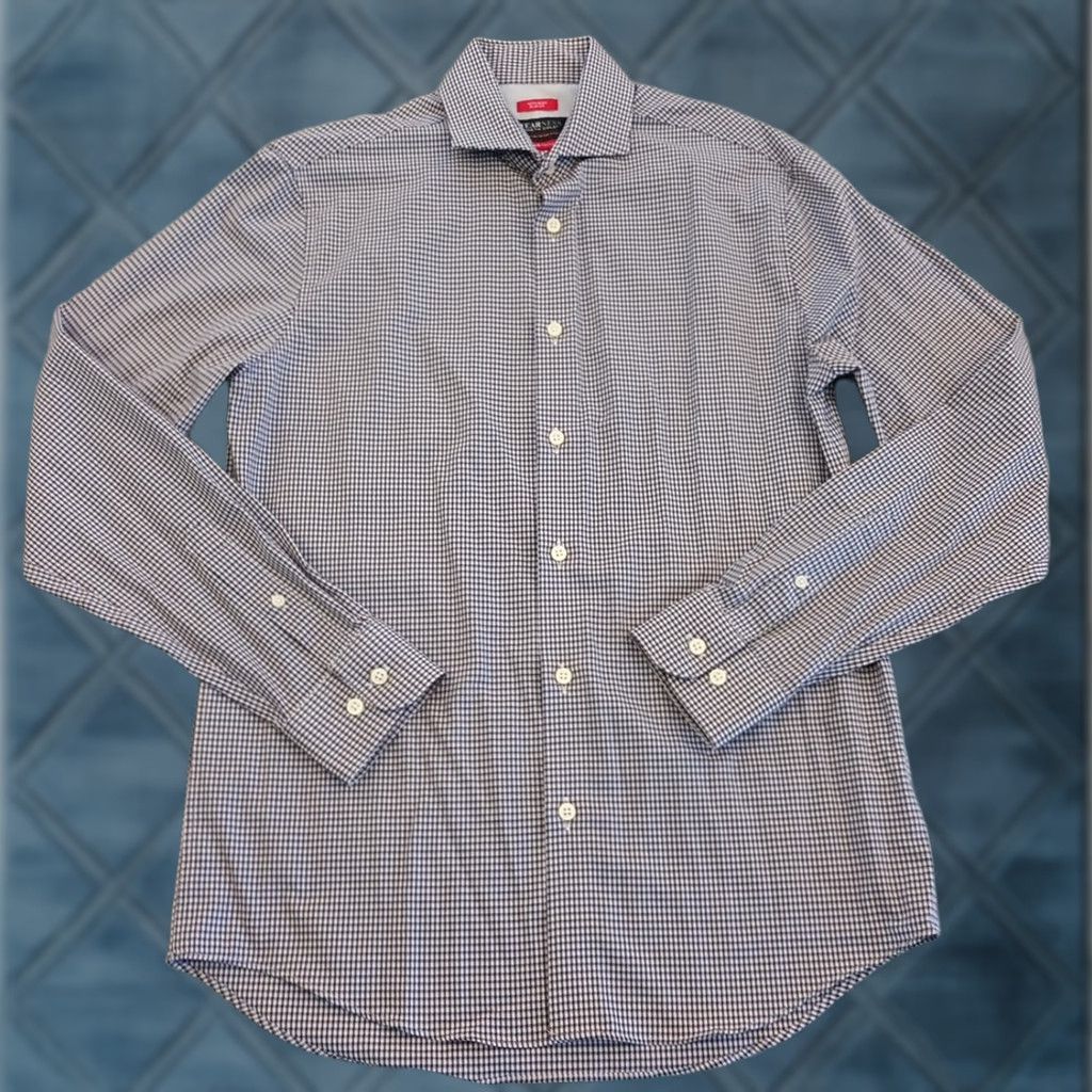 Kenneth Cole Kenneth Cole Awareness Shirt Mens 15.5 Slim Gray Plaid Long Sleeve Button Up Size US L / EU 52-54 / 3 - 1 Thumbnail