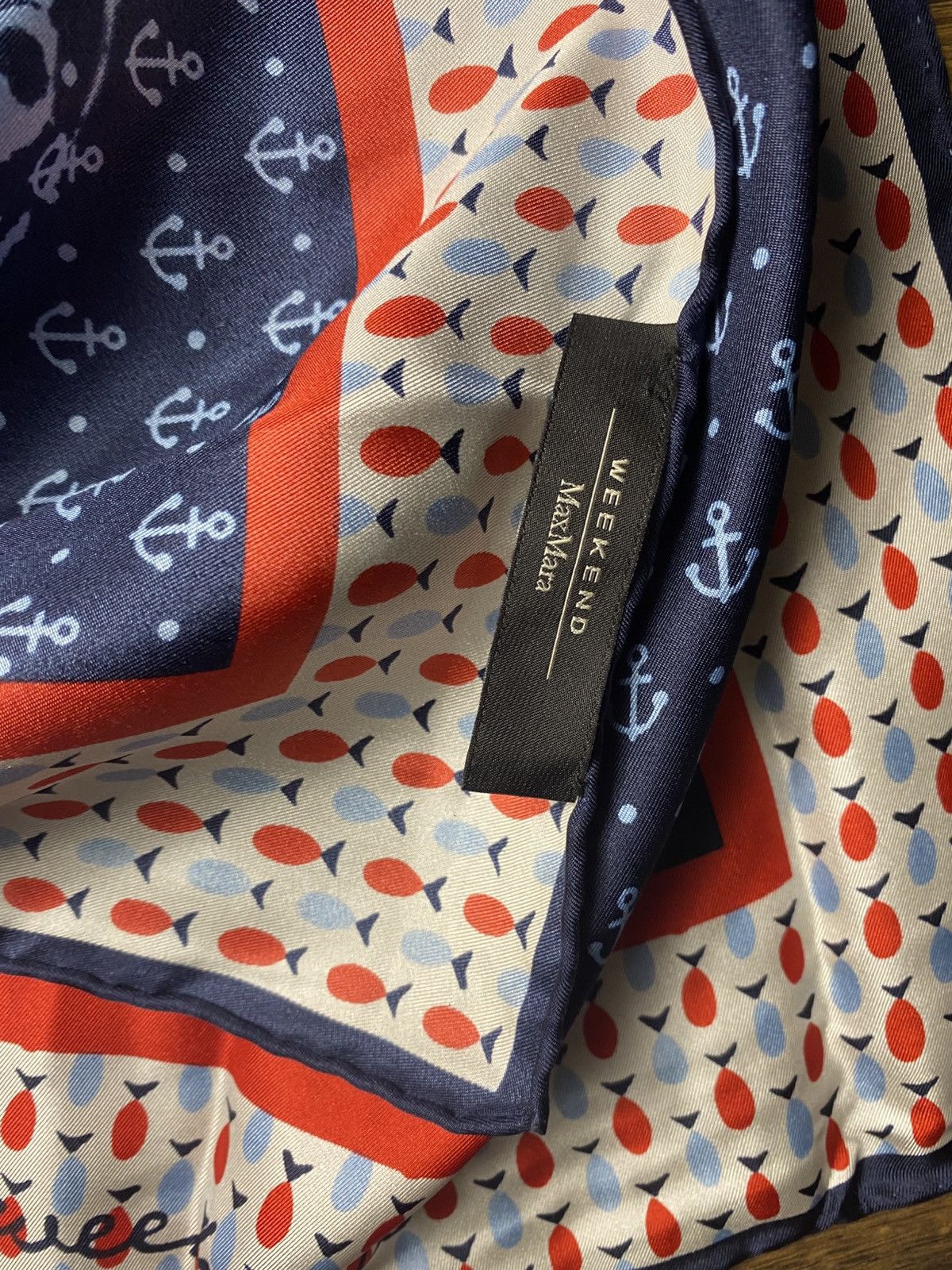 Designer Max Mara Weekend Silk Scarf Women anchor and fish print Size ONE SIZE - 3 Thumbnail