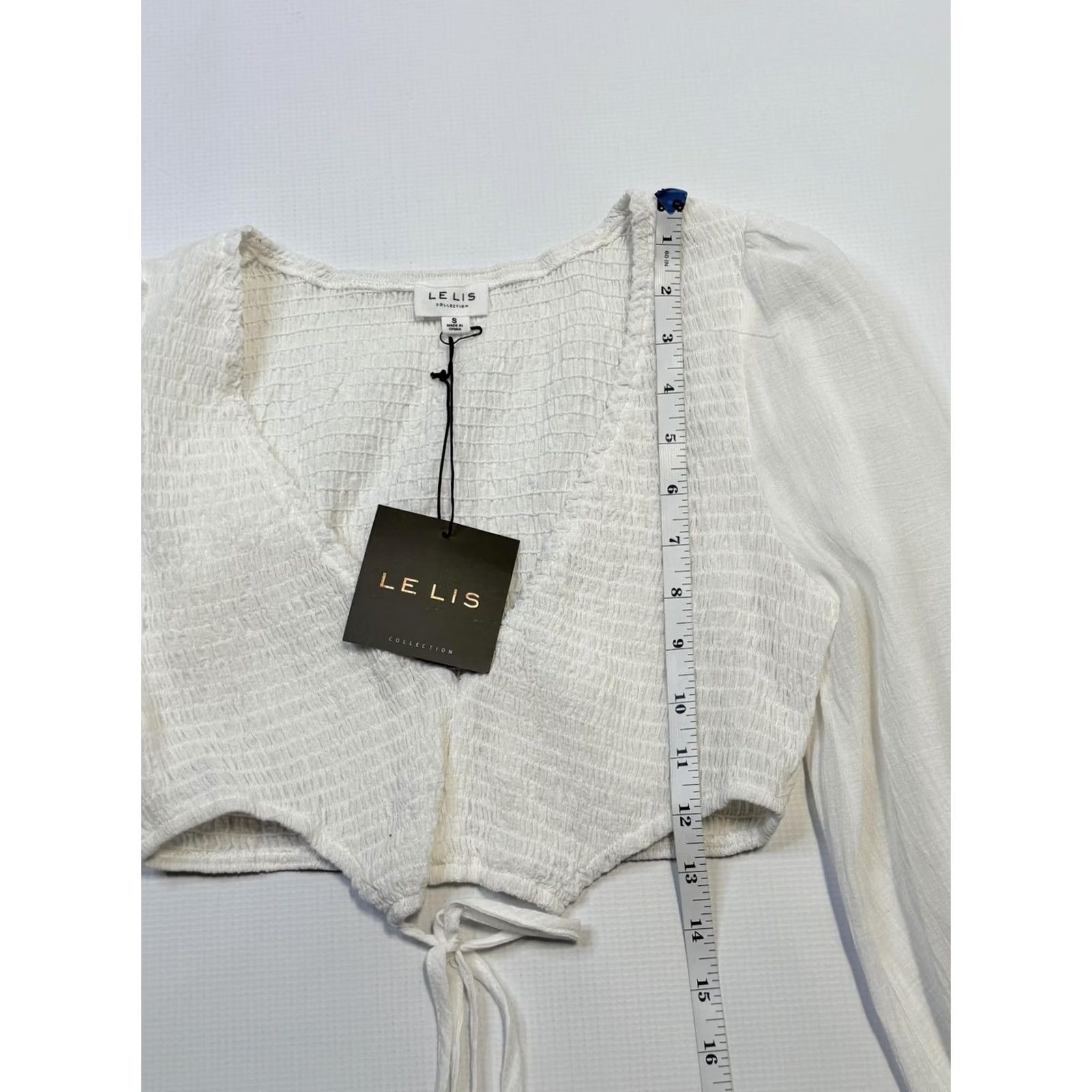 Vintage VINTAGE Le Lis Shirt Womens Smocked Crop Top Long Sleeve 100% Cotton White Small Puff Sleeve Slim Fit Womens Size S / US 4 / IT 40 - 6 Thumbnail