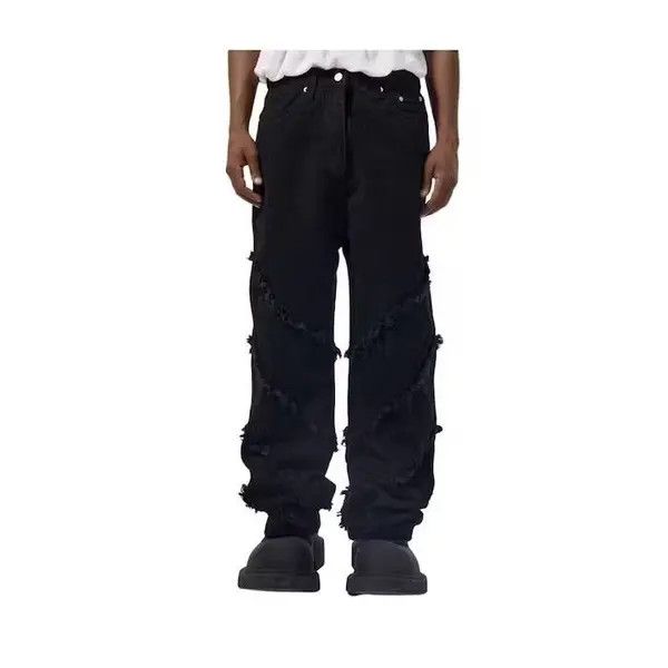 VIBE Black Frayed Stacked Denim Jeans Size US 32 / EU 48 - 3 Thumbnail
