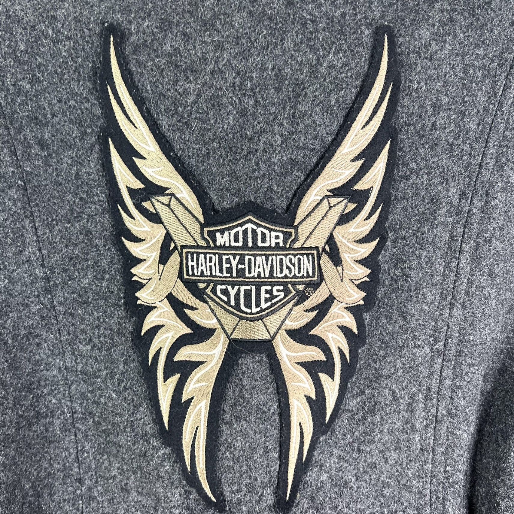 Harley Davidson Harley-Davidson Wool Blend Short Moto Jacket Womens Small Gray Quilt Lining Borderless? Size 28" / US 6 / IT 42 - 4 Thumbnail
