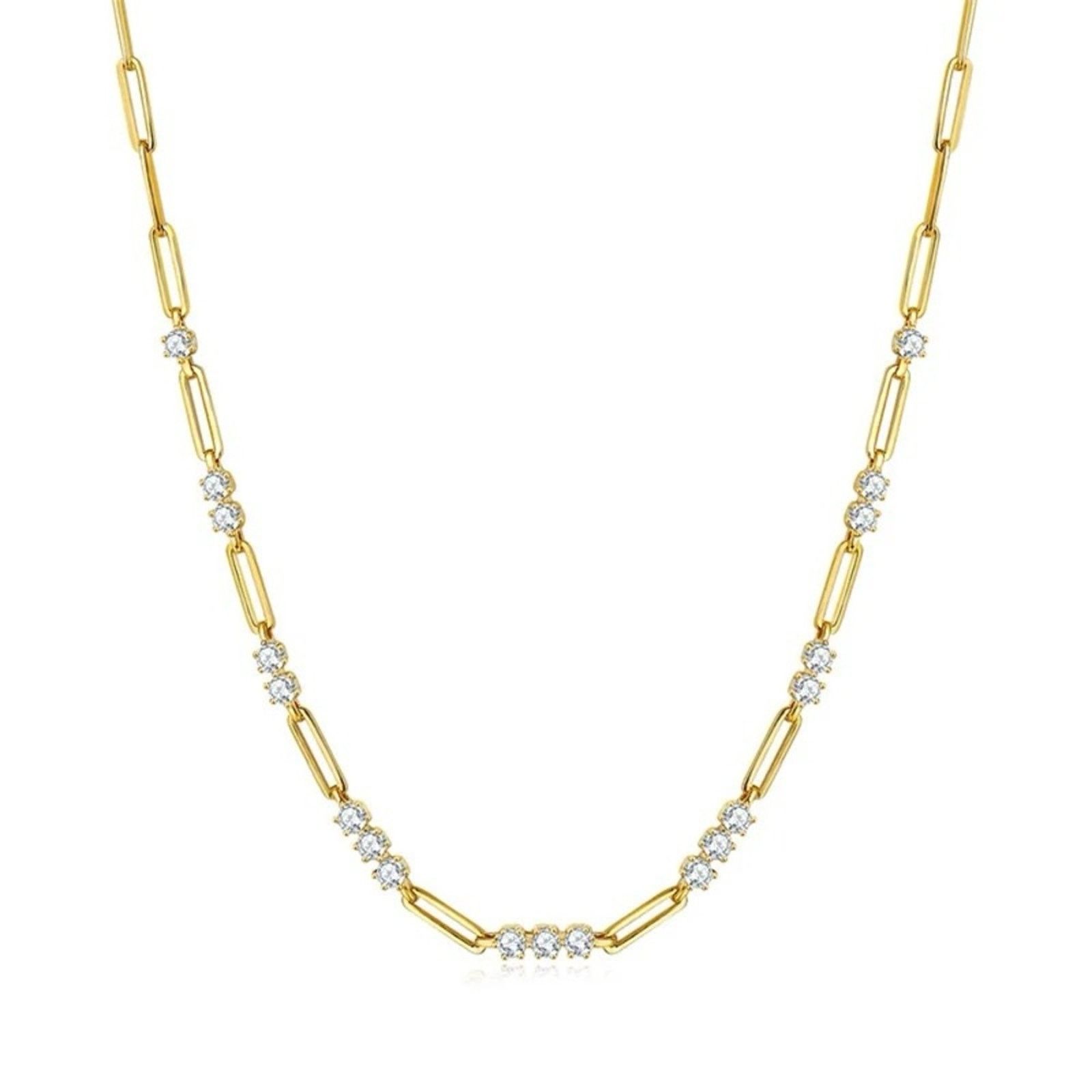 Other 18K Gold Sterling Silver Moissanite Paper clip Necklace $240 Size ONE SIZE - 1 Thumbnail
