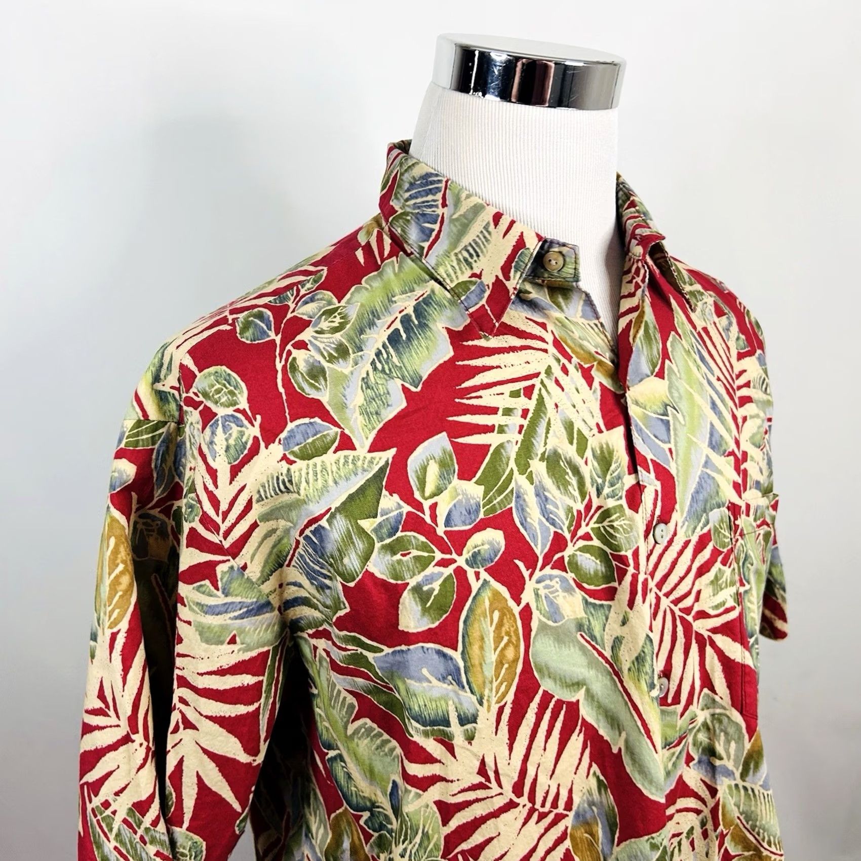 Tori Richard Tori Richard Button-Up Hawaiian Aloha Shirt Floral Cotton Lawn Red Beige USA Made Size US L / EU 52-54 / 3 - 2 Thumbnail