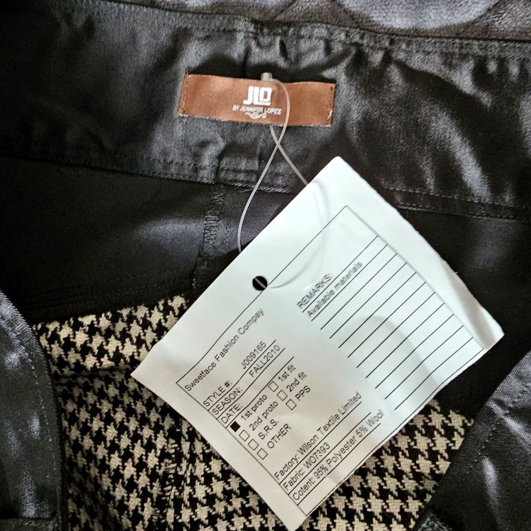 Vintage Jennifer Lopez Pants Black Zipper Leg 32" Inseam Proto Fashion Houndstooth Size 25" / US 0 / IT 36 - 3 Thumbnail