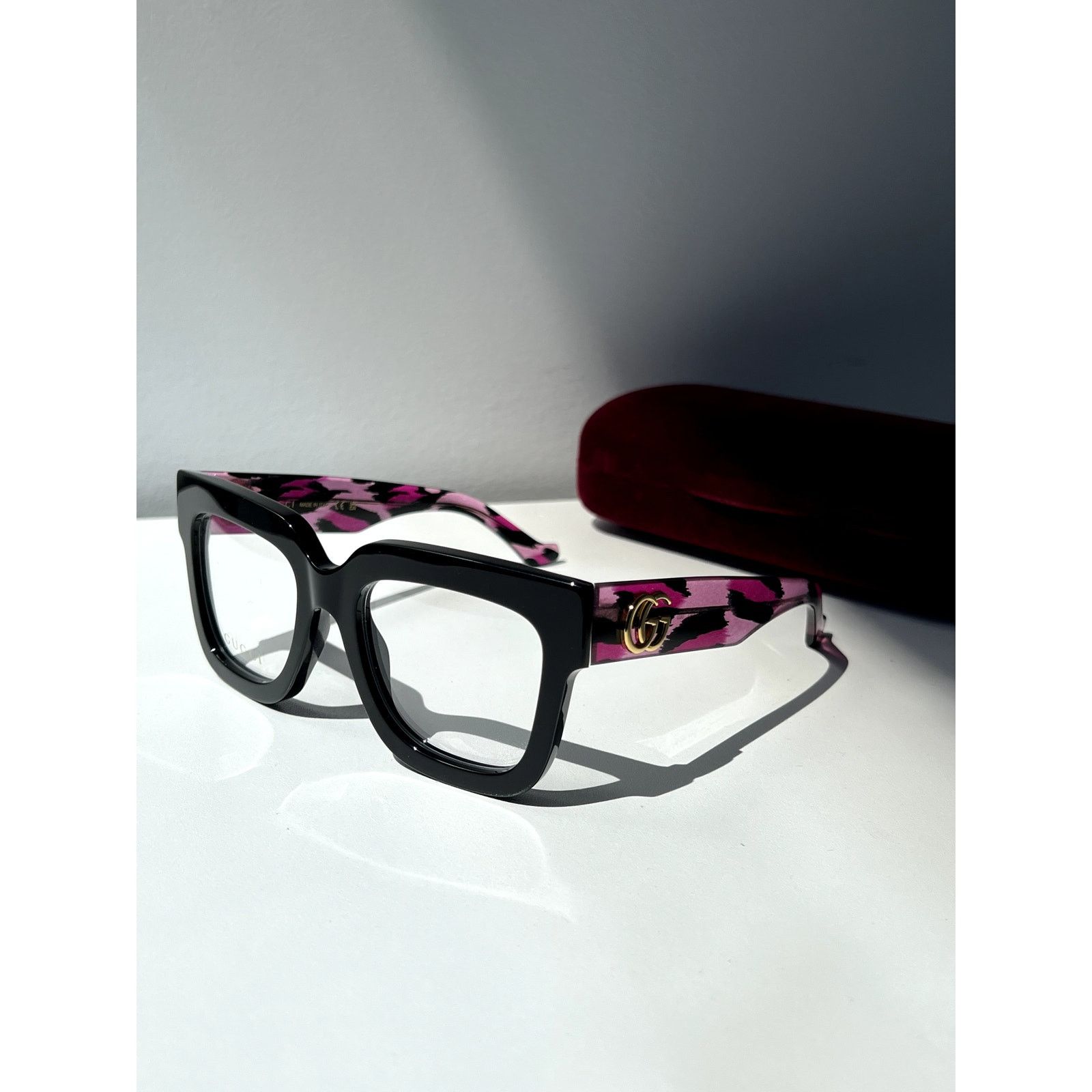 Gucci NEW Gucci GG1549O Black Pink Glitter Eyeglasses Frames Size ONE SIZE - 5 Thumbnail