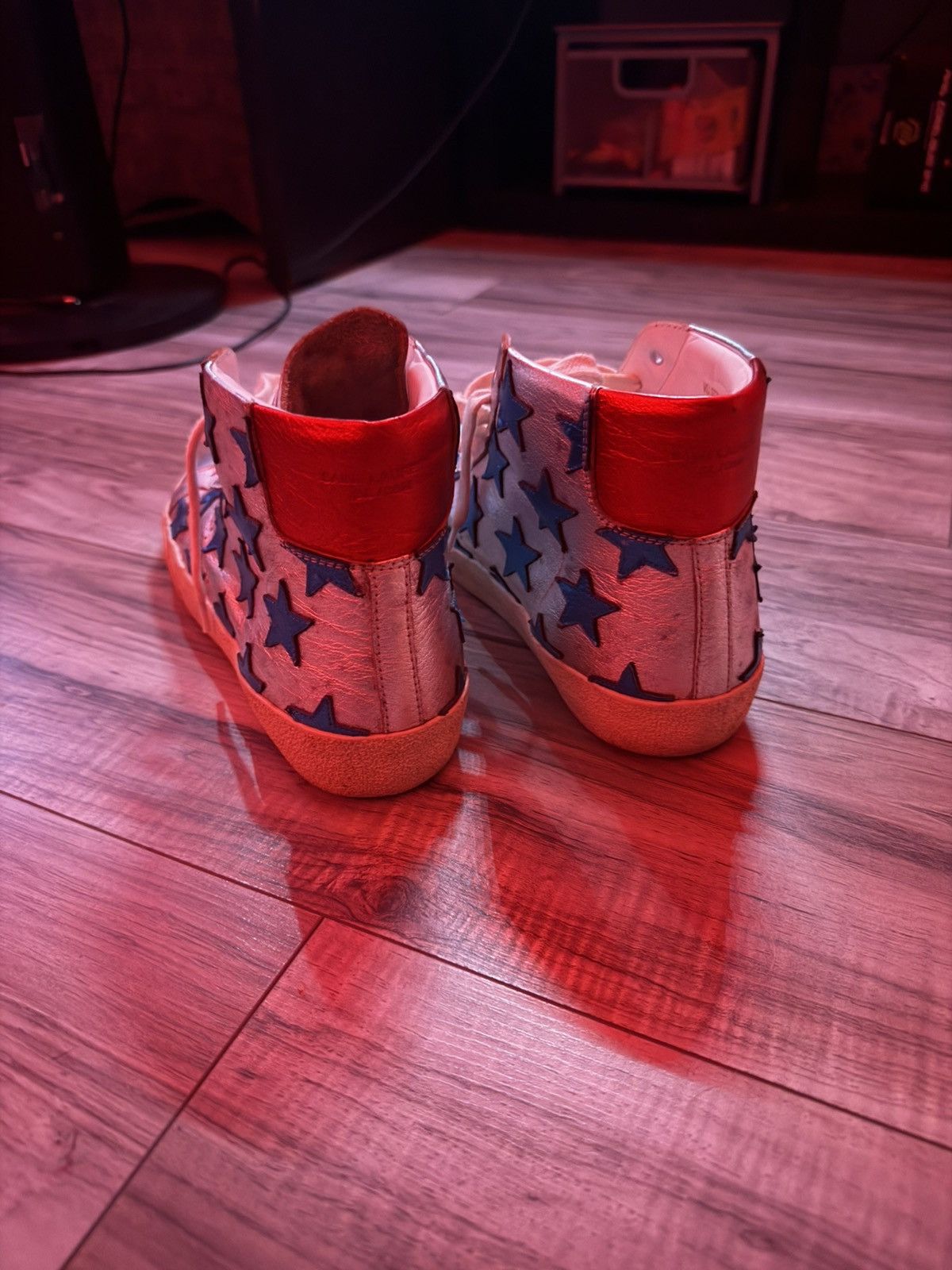 Yves Saint Laurent Saint Laurent High Top Blue Stars Size US 6.5 / EU 39-40 - 6 Thumbnail