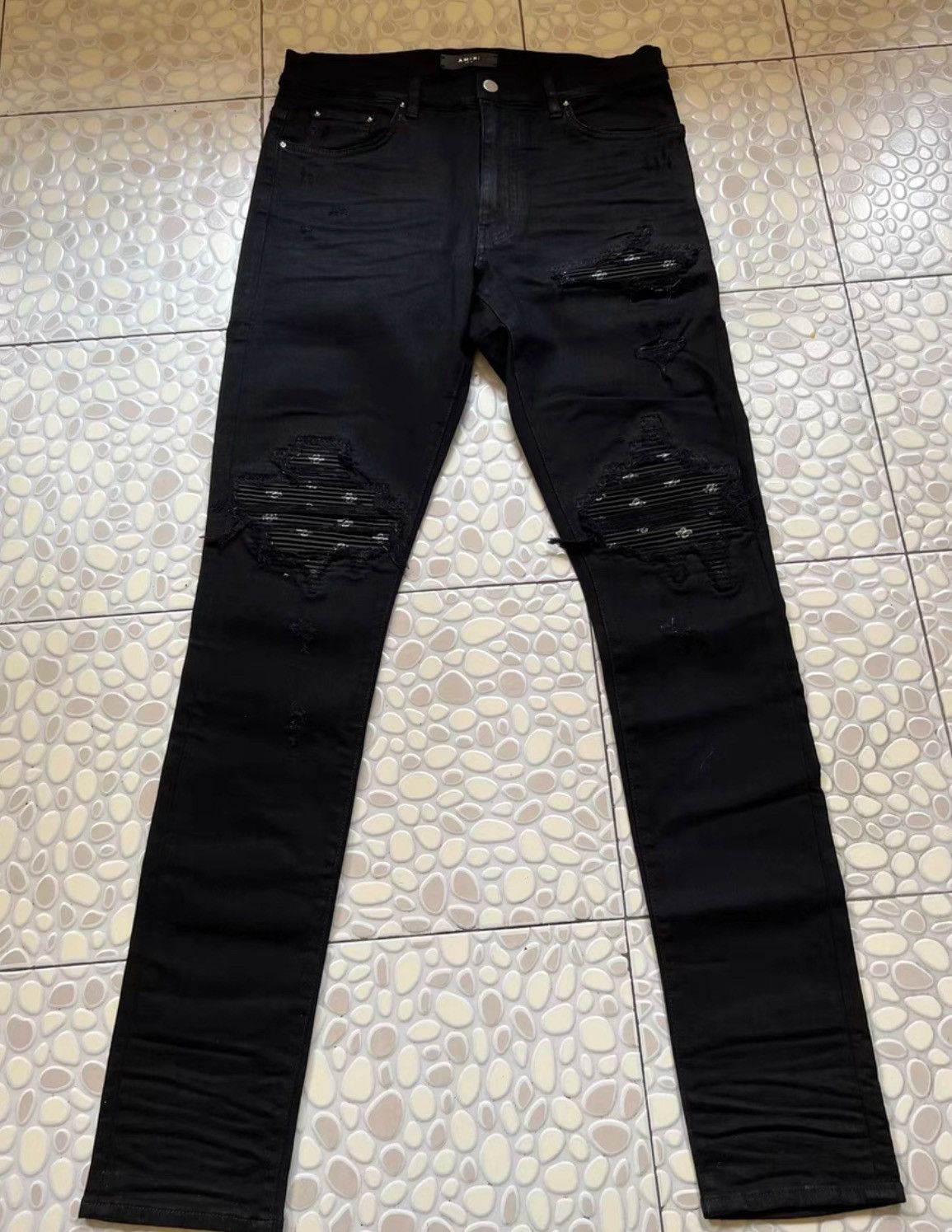 image of Amiri 17Ss OG Cashew Flower Mx1 Splicing Black Cow W34 Brand, Men's