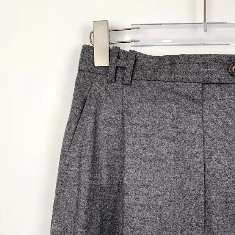 Hermes Hermes Dark gray wool casual straight-leg wide-leg pants Size 24" / US 00 / IT 34 - 3 Thumbnail