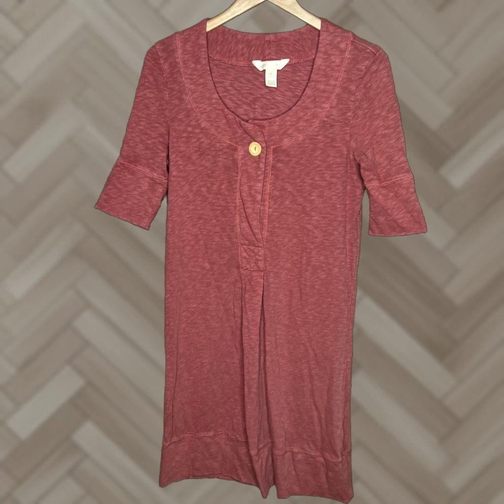 The Territory Ahead Territory Ahead Dress Cotton Knit Short Sleeve Orange M Preppy Shift Womens Knee Length 90s/Preppy Style Size 32" / US 10 / IT 46 - 1 Thumbnail