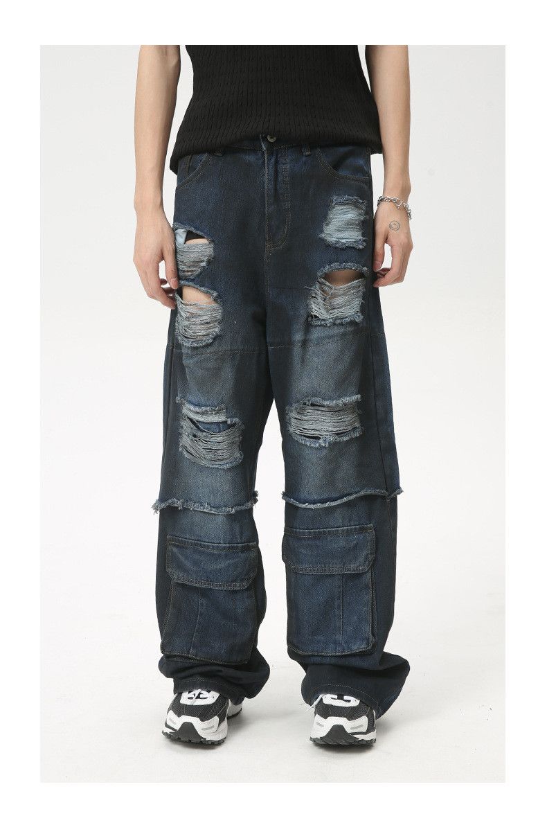 Japanese Brand × Jean Street retro heavy duty ripped multi-pocket cargo jeans Size US 32 / EU 48 - 1 Thumbnail