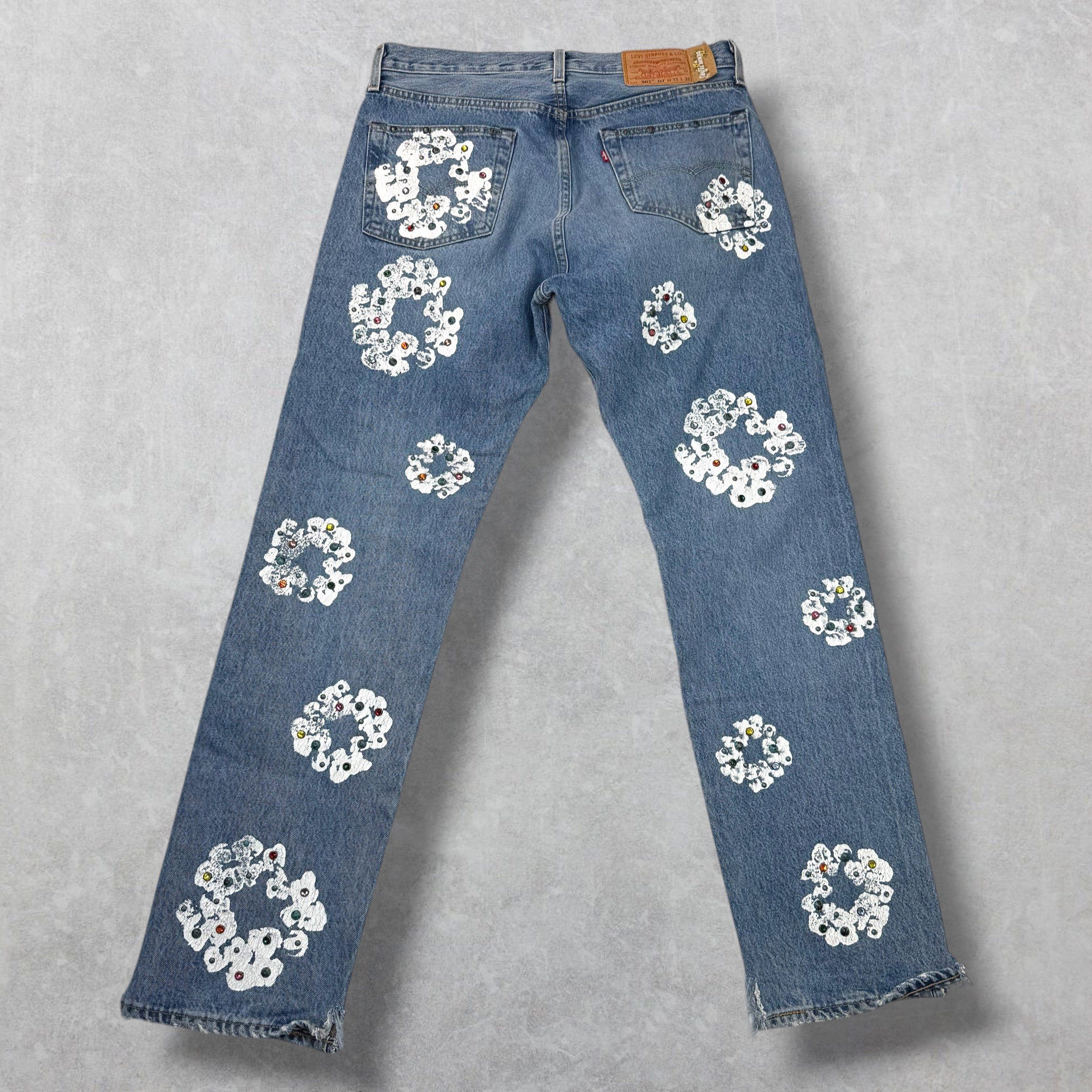 Levi's Denim Tears Levis 501 Rhinestone Jeans 33 Size US 33 - 2 Thumbnail