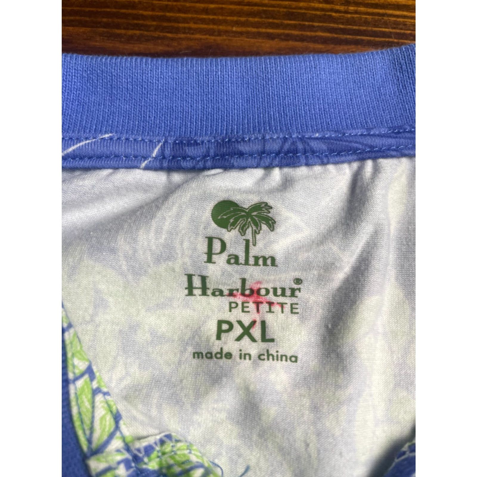Vintage Palm Harbour Polo Shirt Womens XL Petite Blue Green Hawaiian Palm Leaves Polo Short Sleeve Casual Vintage No Size XL / US 12-14 / IT 48-50 - 6 Thumbnail