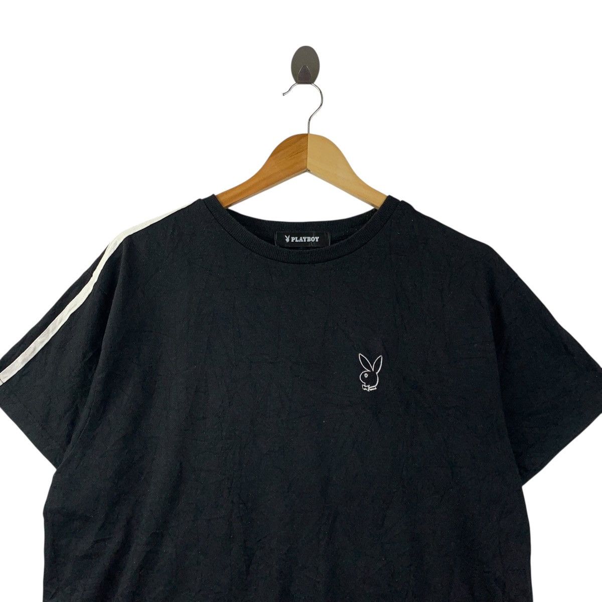 Playboy Playboy Streetwear Tee Black White Striped Shoulders Size US L / EU 52-54 / 3 - 3 Thumbnail