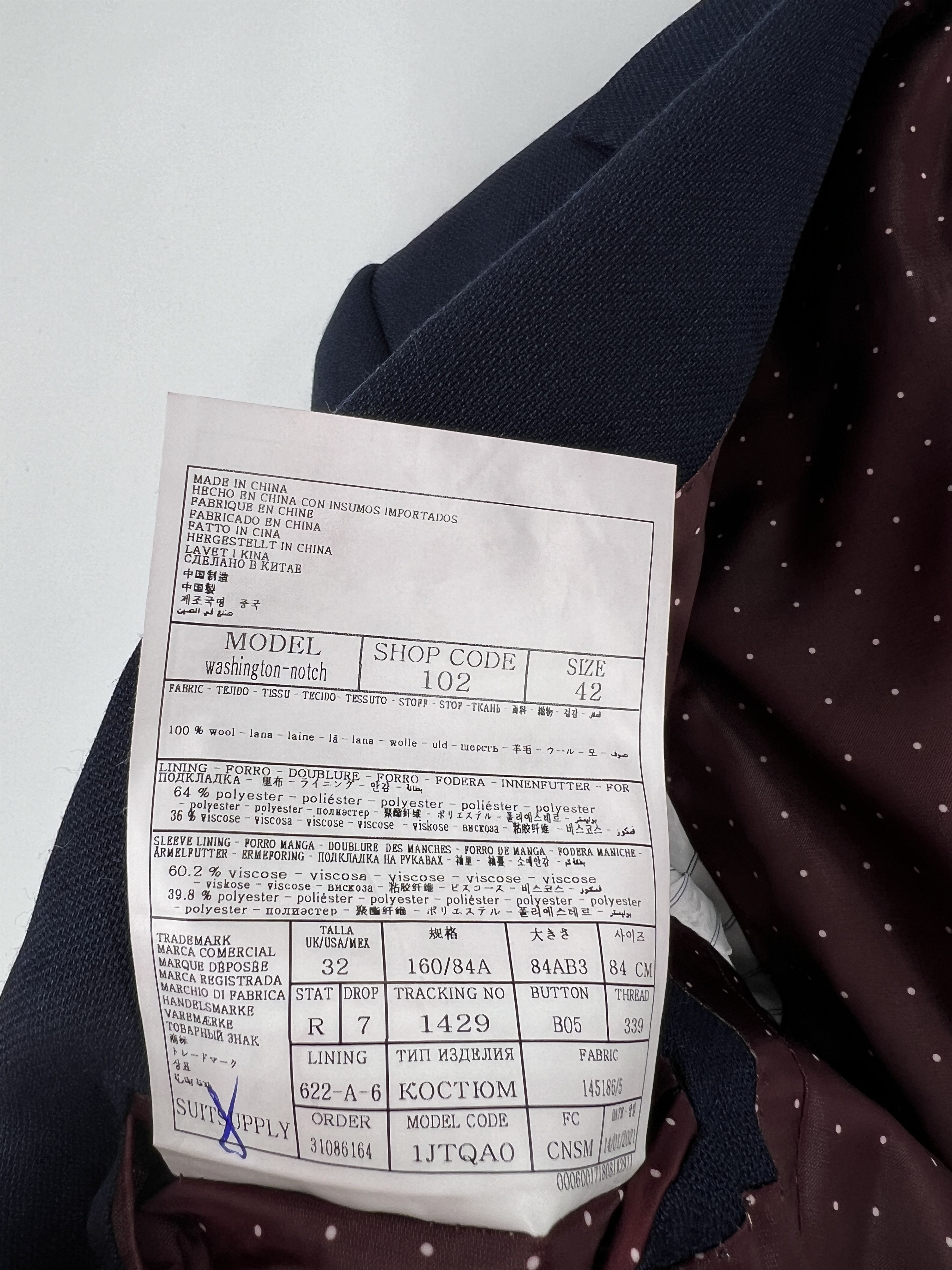 Suitsupply Washington Wool Formal Blazer Waistcoat Suit EU:42;UK/US:32R Size 34R - 11 Thumbnail