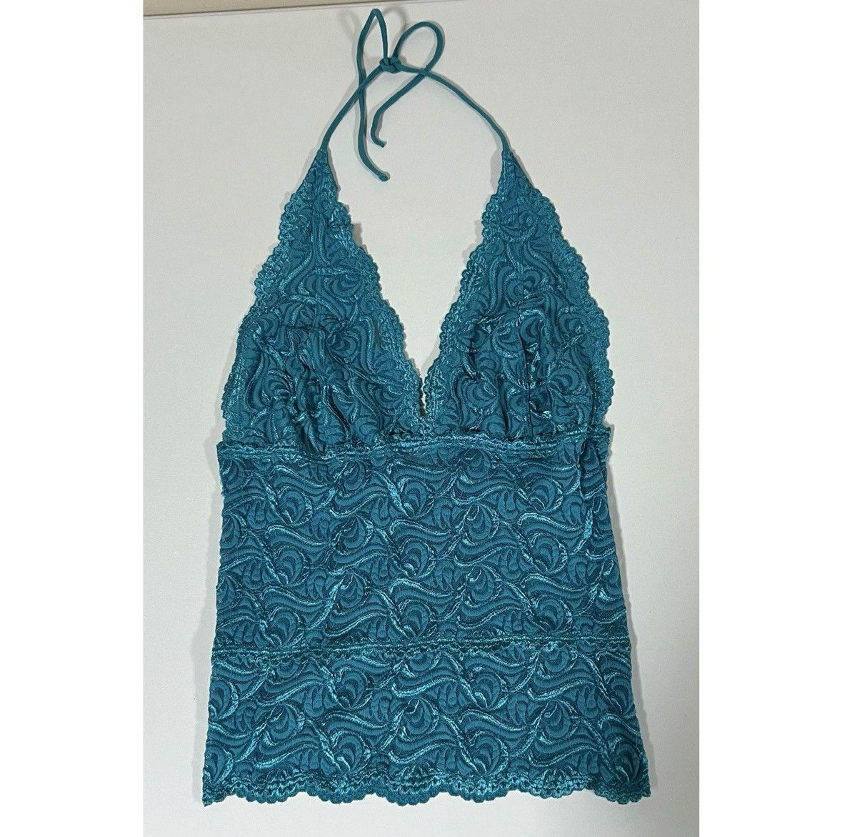 Bebe Bebe Teal Blue Lace Y2K Halter Tank Top Shirt Blouse Size M✨ Size M / US 6-8 / IT 42-44 - 2 Thumbnail
