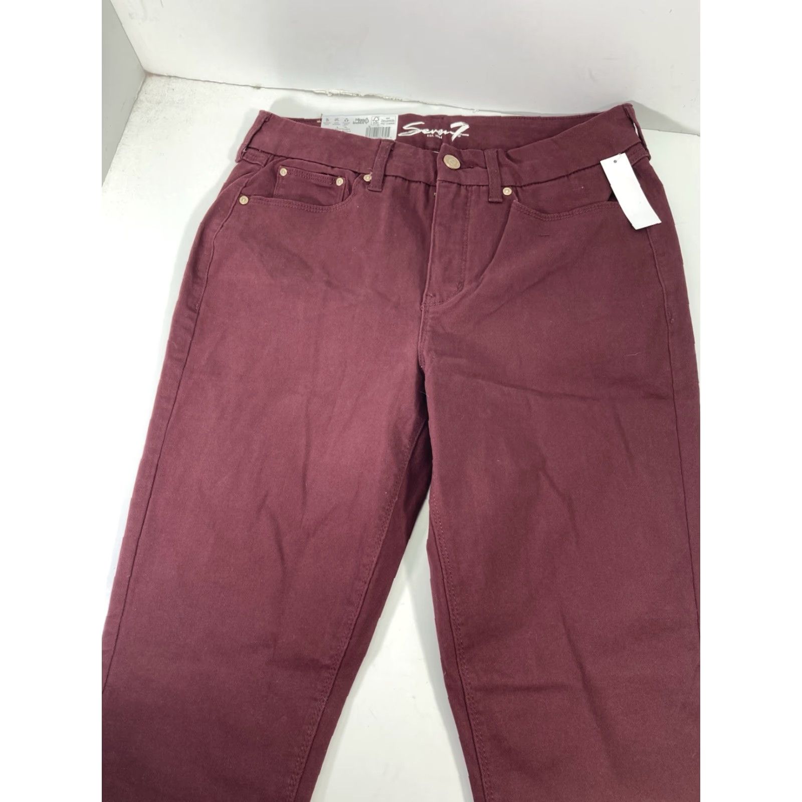Vintage Seven7 Tummy Less Skinny Jeans Women 10 30x31 Denim High Rise Stretch NWT Maroon Slim Jeans Women 10 30x31 Denim High Rise Stretch NWT Size 32" / US 10 / IT 46 - 5 Thumbnail