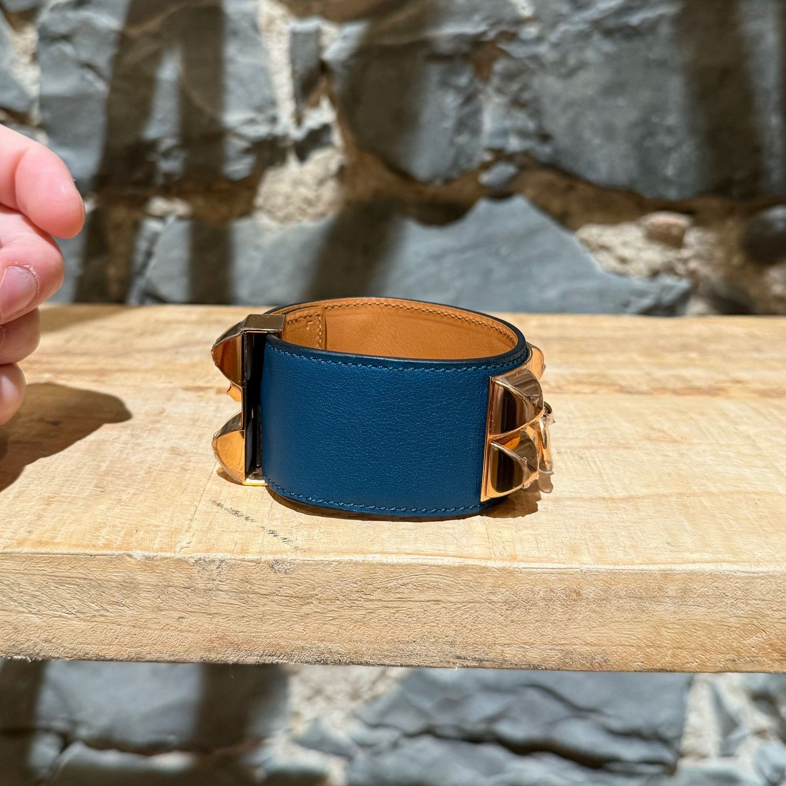 Hermes Hermès Blue Colvert Rose Gold Collier De Chien Bracelet Size ONE SIZE - 7 Thumbnail
