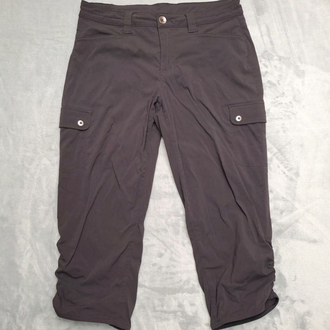 Eddie Bauer VINTAGE Eddie Bauer Pant Women 4 Black Stretch Cargo Ruched Lightweight Crop Hike Travel Size 27" / US 4 / IT 40 - 2 Thumbnail