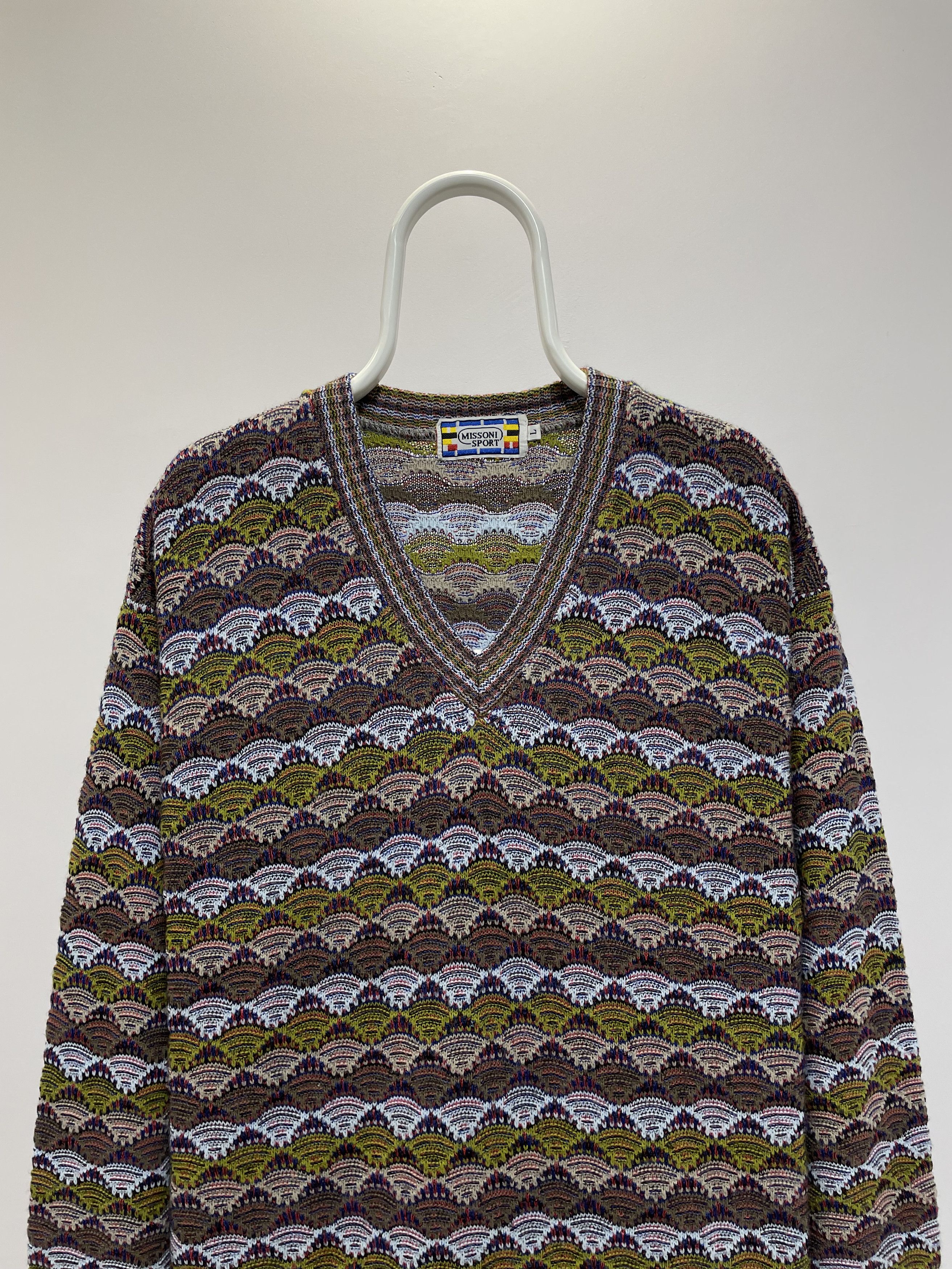 Missoni MISSONI Sport Vintage Knit Sweater V-Neck Pullover Rare Size US L / EU 52-54 / 3 - 6 Thumbnail
