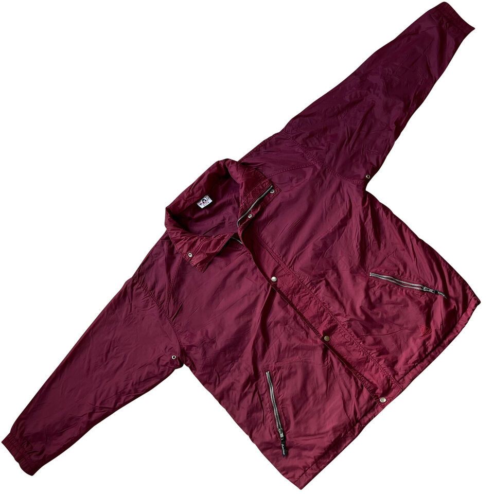 image of Vintage Active (Switzerland) Fleece Insulated Windbreaker Burgundy in Red, Men's (Size 2XL)