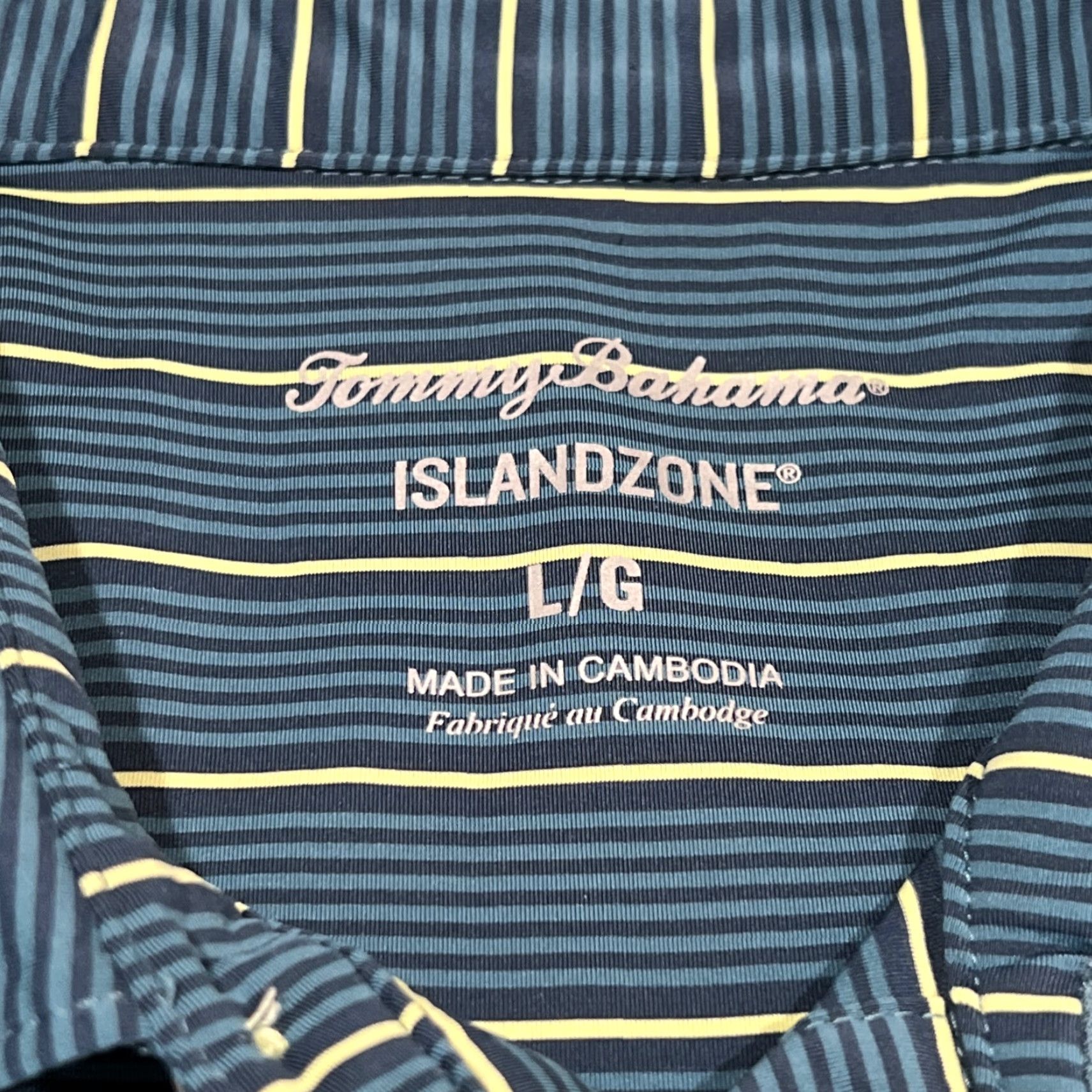 Tommy Bahama Tommy Bahama Island Zone Polo Shirt Mens Large Green Striped Short Sleeve Light Size US L / EU 52-54 / 3 - 4 Thumbnail