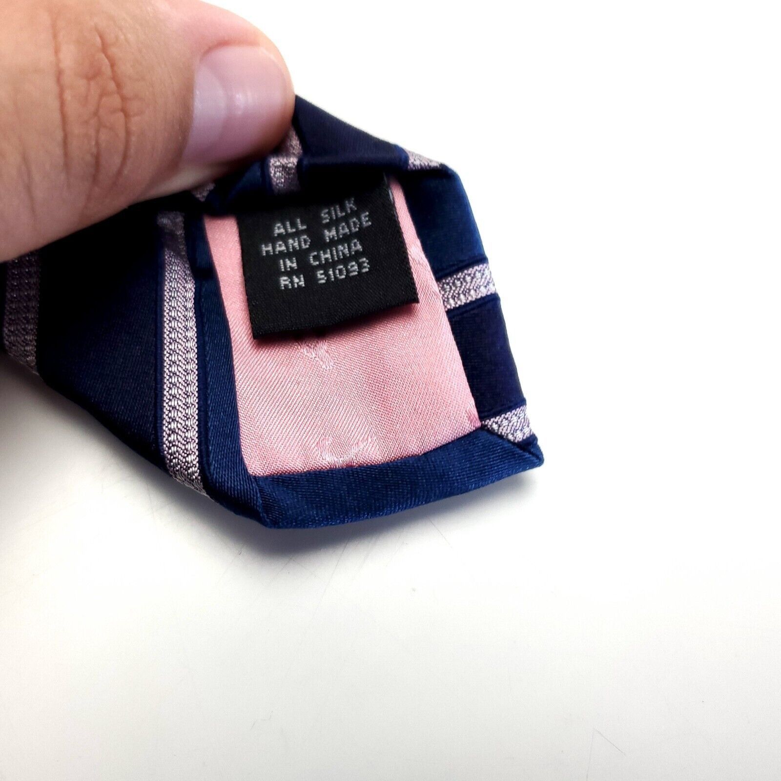 Vintage Knots For Hope Breast Cancer Blue Woven Striped Silk Tie Size ONE SIZE - 4 Thumbnail