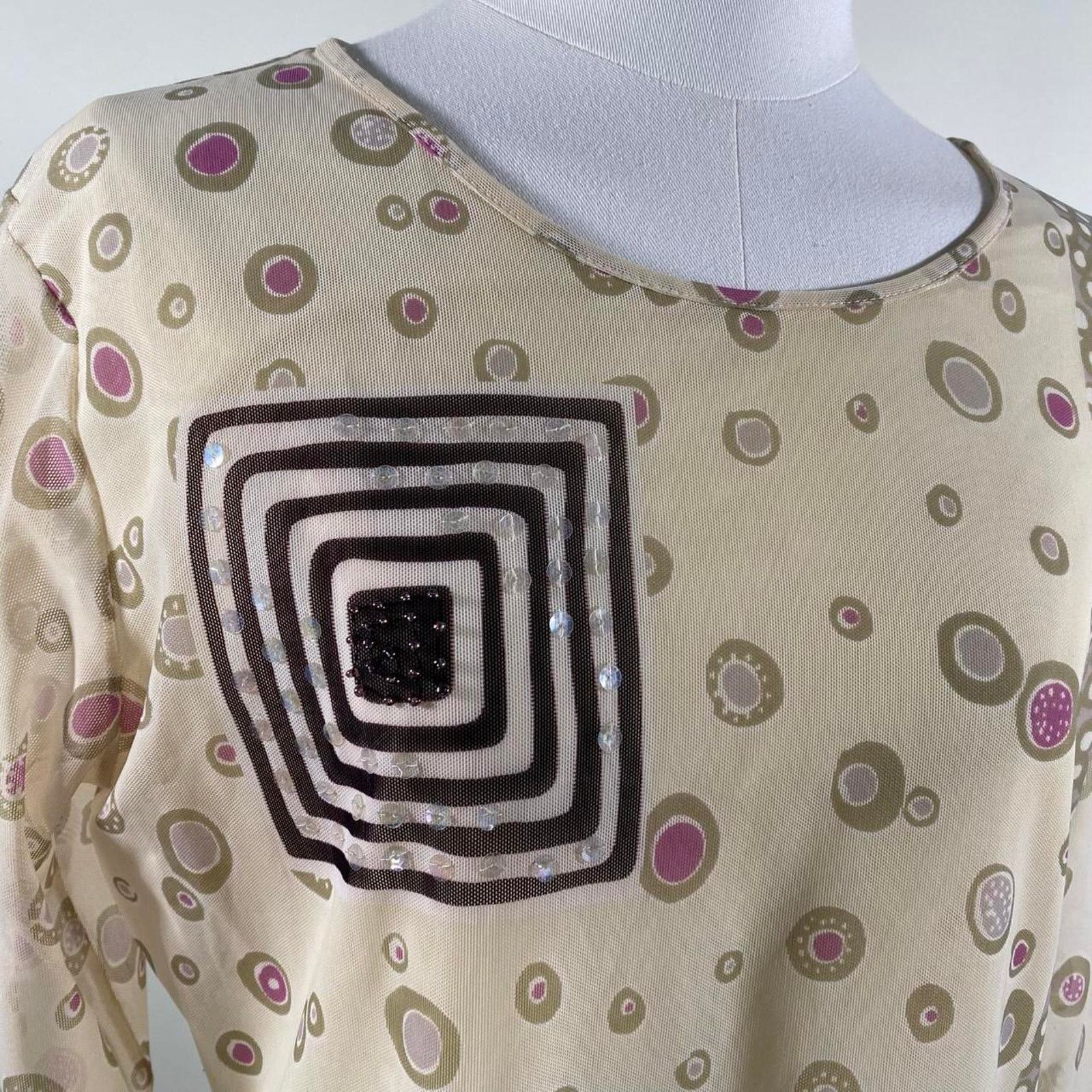 Other Vintage abstract sheer long sleeve Size L / US 10 / IT 46 - 3 Thumbnail