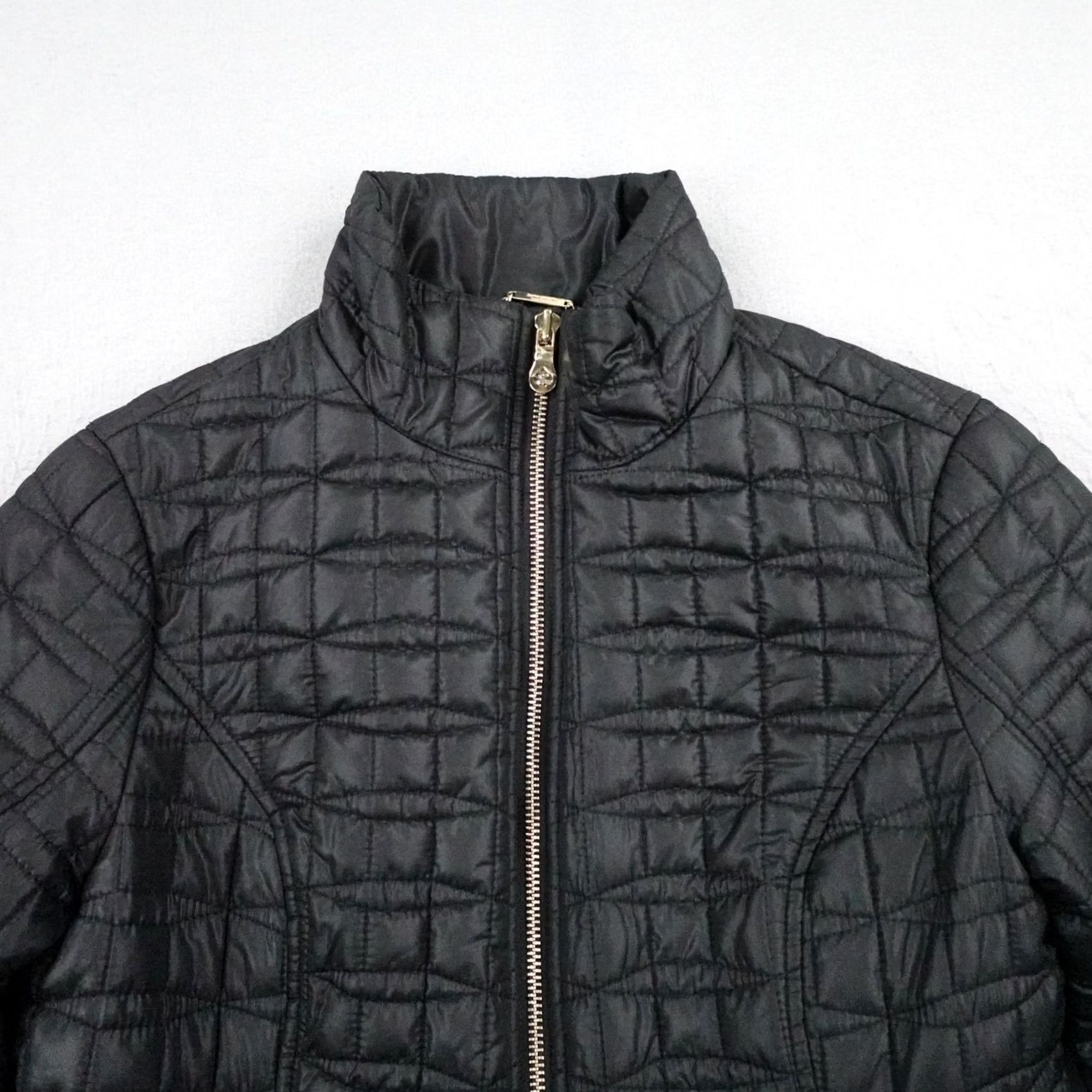Vintage Kate Spade New York Womens XS Black Fit and Flare Puffer Coat Bow Quilted Jacket Size XS / US 0-2 / IT 36-38 - 2 Thumbnail