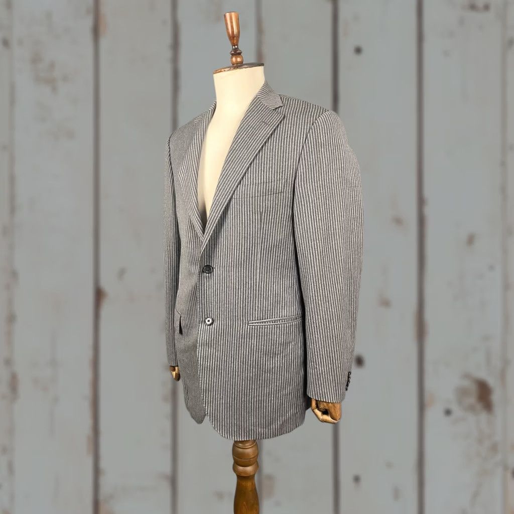 Corneliani Corneliani Blazer Jacket Striped Wool Gray L Regular Mens Jacket Size US L / EU 52-54 / 3 - 1 Thumbnail