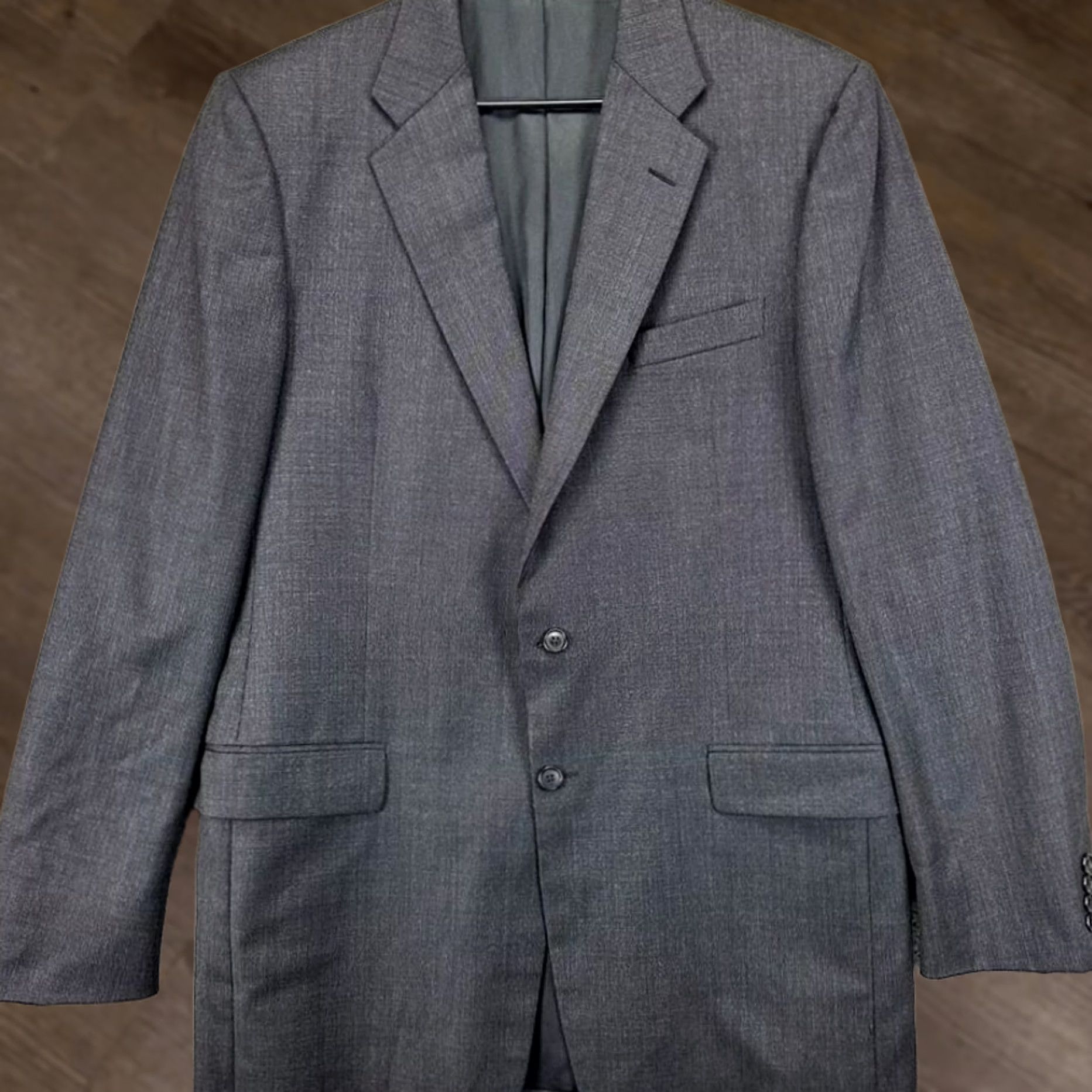Vintage Hickey Freeman Wool Blazer Adult 42 XLG Dark Grey Worsted 2 Button Suit Coat Men Size 42R - 1 Thumbnail