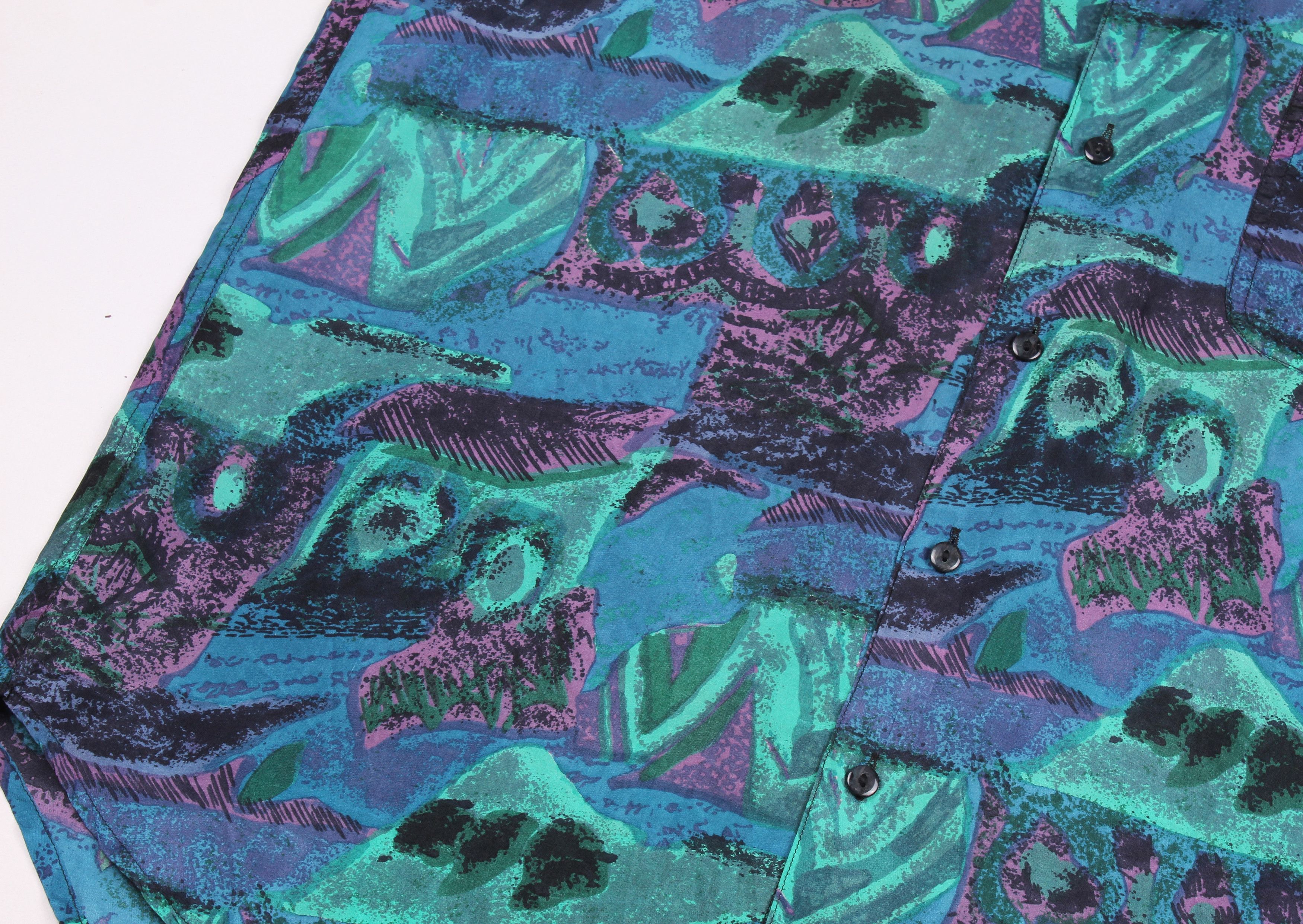 Vintage Vintage In Private 80's Men's Abstract Futuristic Silk Shirt Size US L / EU 52-54 / 3 - 3 Thumbnail