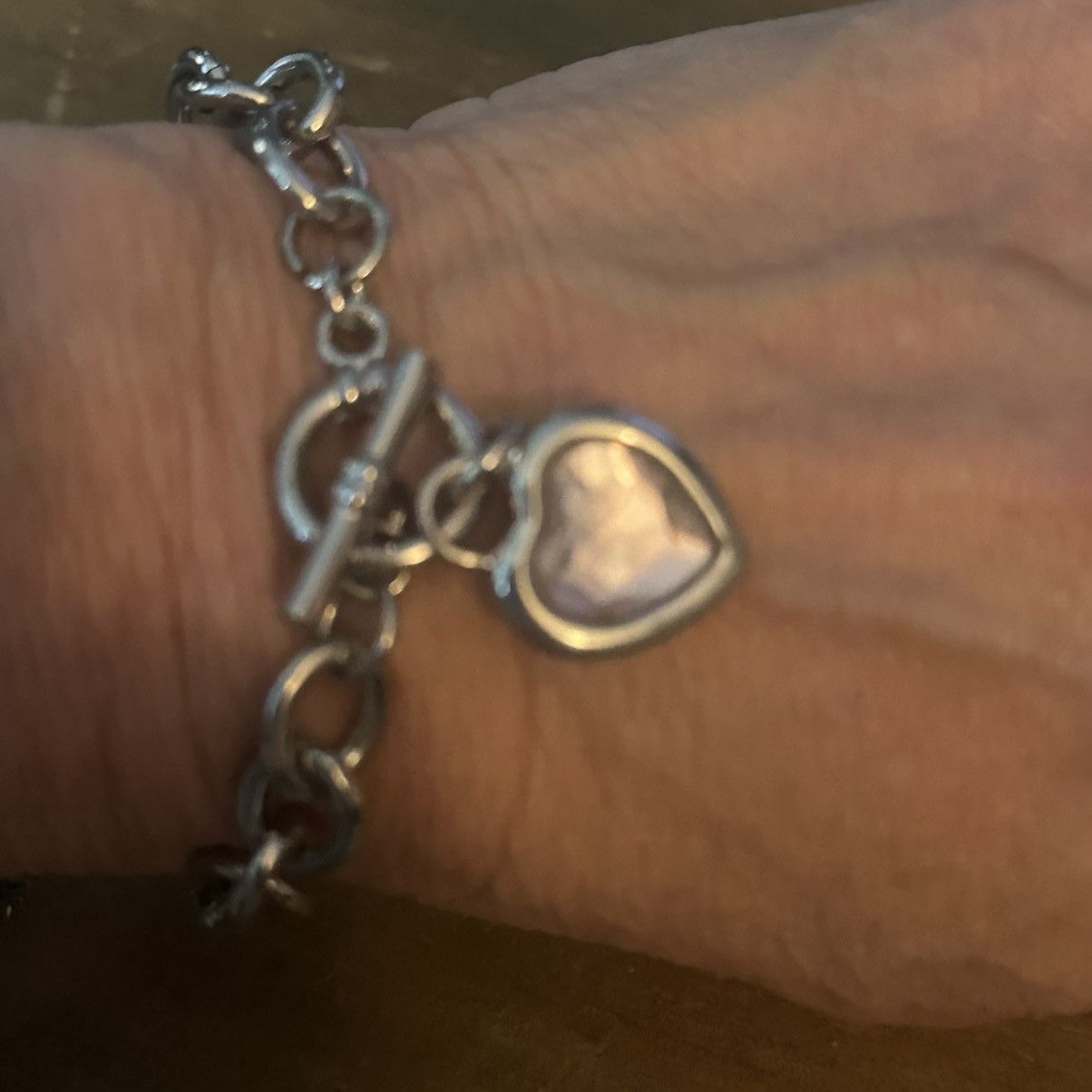 Other Chunky silver tone heart charm toggle bracelet Size ONE SIZE - 3 Thumbnail