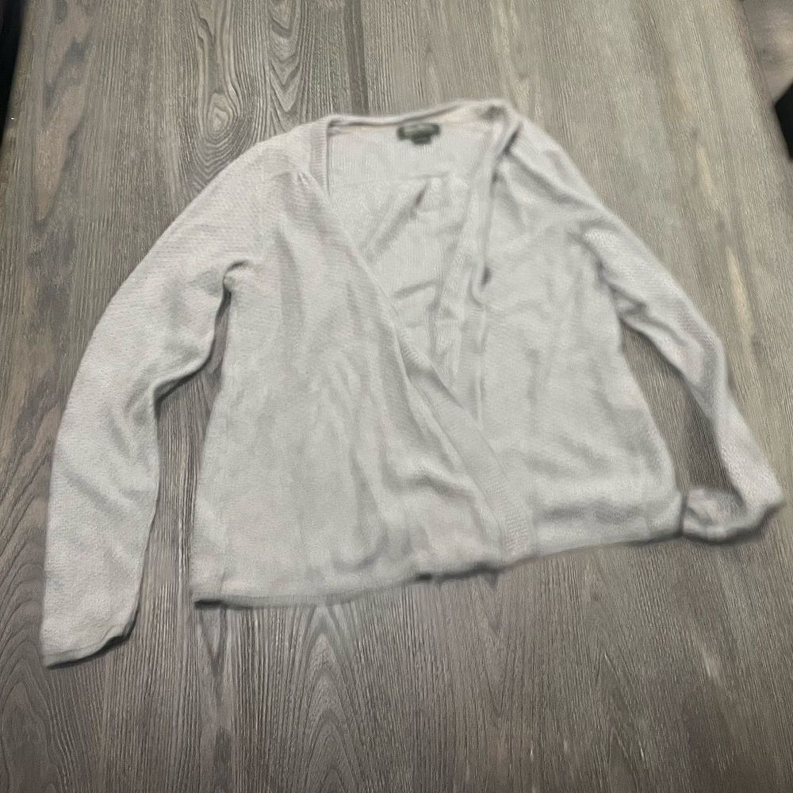Eddie Bauer Eddie Bauer Light Gray Open Front Knit Sweater Size L Size L / US 10 / IT 46 - 1 Thumbnail