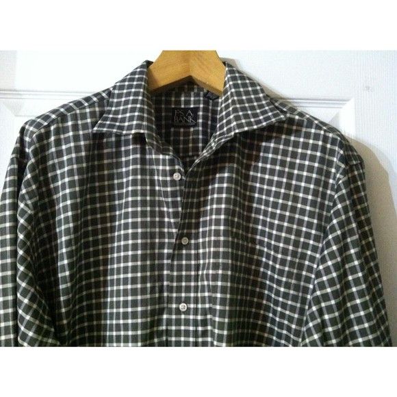 Jos. A. Bank JOS.A.BANK MENS GREEN 100%COTTON PLAID CASUAL SHIRT SIZE: L Size US L / EU 52-54 / 3 - 4 Thumbnail