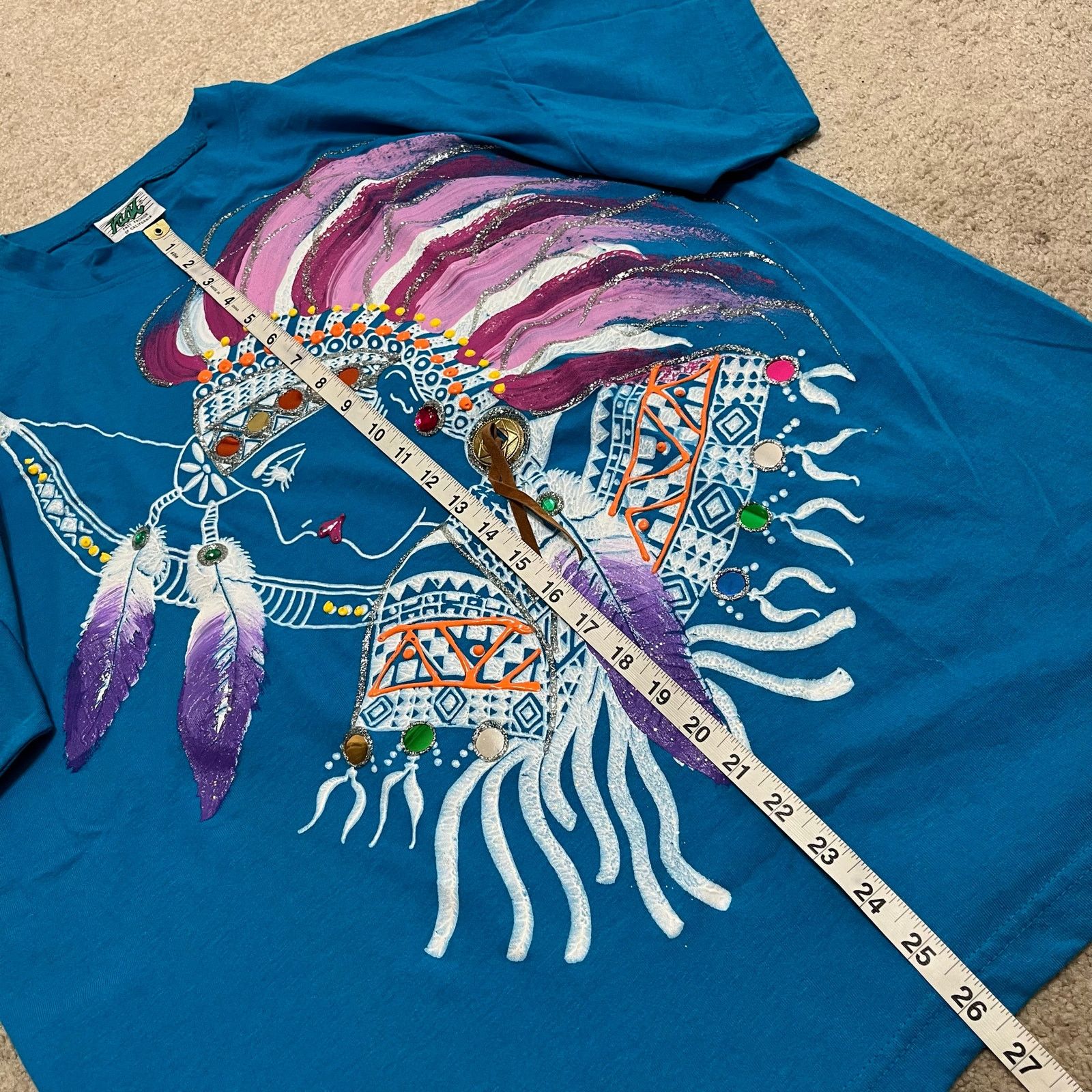 Other Vintage California Native Chief Painted Blue Graphic Shirt Size US L / EU 52-54 / 3 - 5 Thumbnail