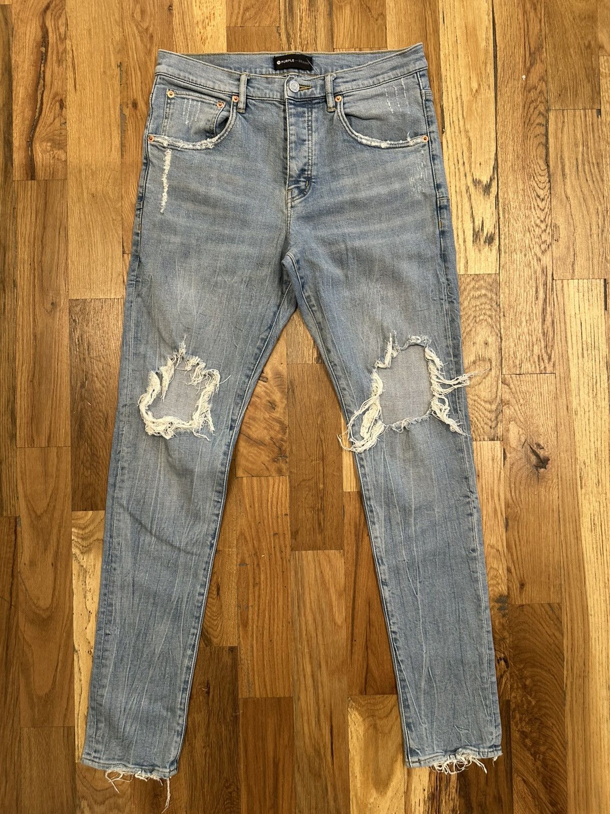 Purple Brand Purple Brand Knee Hole Blue Denim Jeans Size 33 Size US 33 - 1 Thumbnail