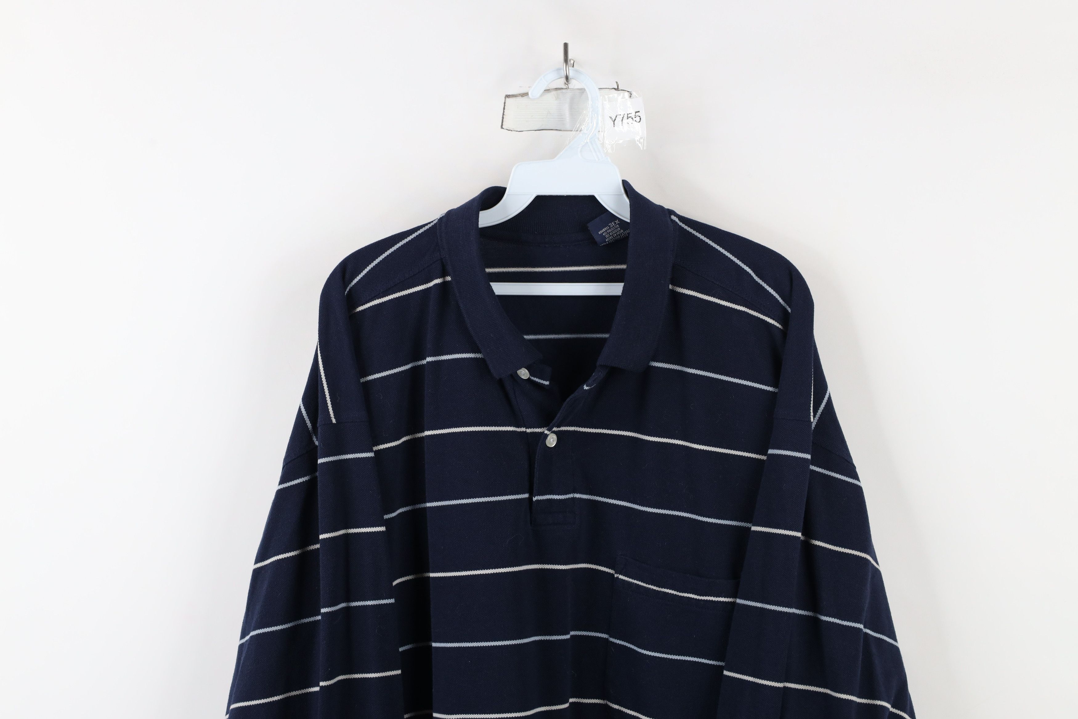 Vintage Vintage 90s Streetwear Long Sleeve Pocket Polo Shirt Blue Size US XXL / EU 58 / 5 - 2 Thumbnail