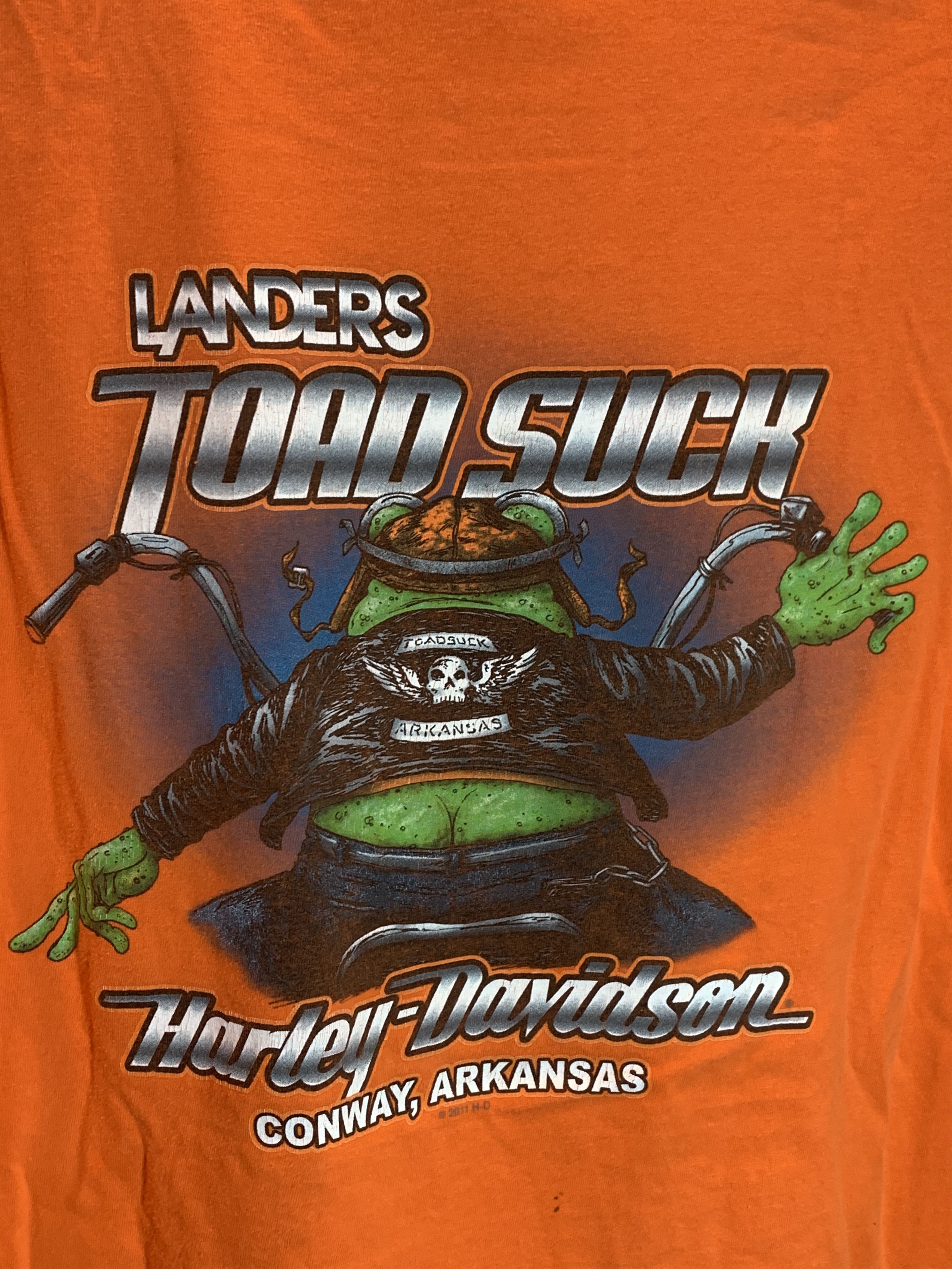 Harley Davidson RARE* Vintage Harley Davidson Toad Suck Frog Biker Art Shirt Size US XL / EU 56 / 4 - 4 Thumbnail