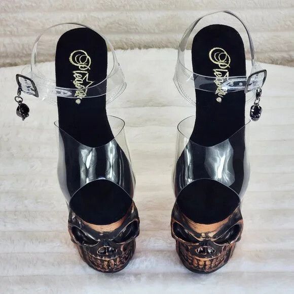 Other Rapture Brushed Metallic Copper Skull & Bones 8" High Heel P Size US 7 / IT 37 - 9 Thumbnail