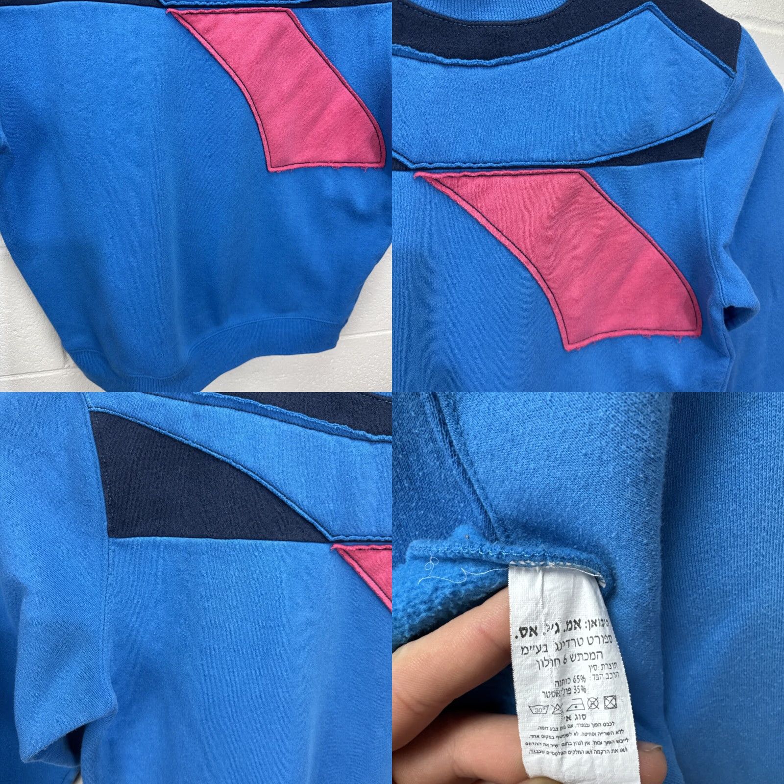 Diadora VINTAGE Diadora Sweatshirt Men Small All Seasons Blue Pink Geometric 90s Sports Pullover Size US S / EU 44-46 / 1 - 8 Thumbnail