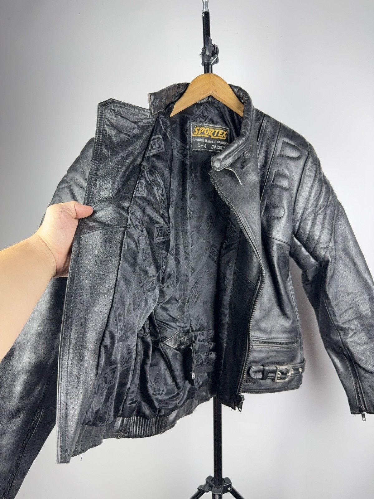 Leather Vntg 00s Heavy Leather Racing MOTO Bomber Jacket Punk Size US S / EU 44-46 / 1 - 18 Thumbnail