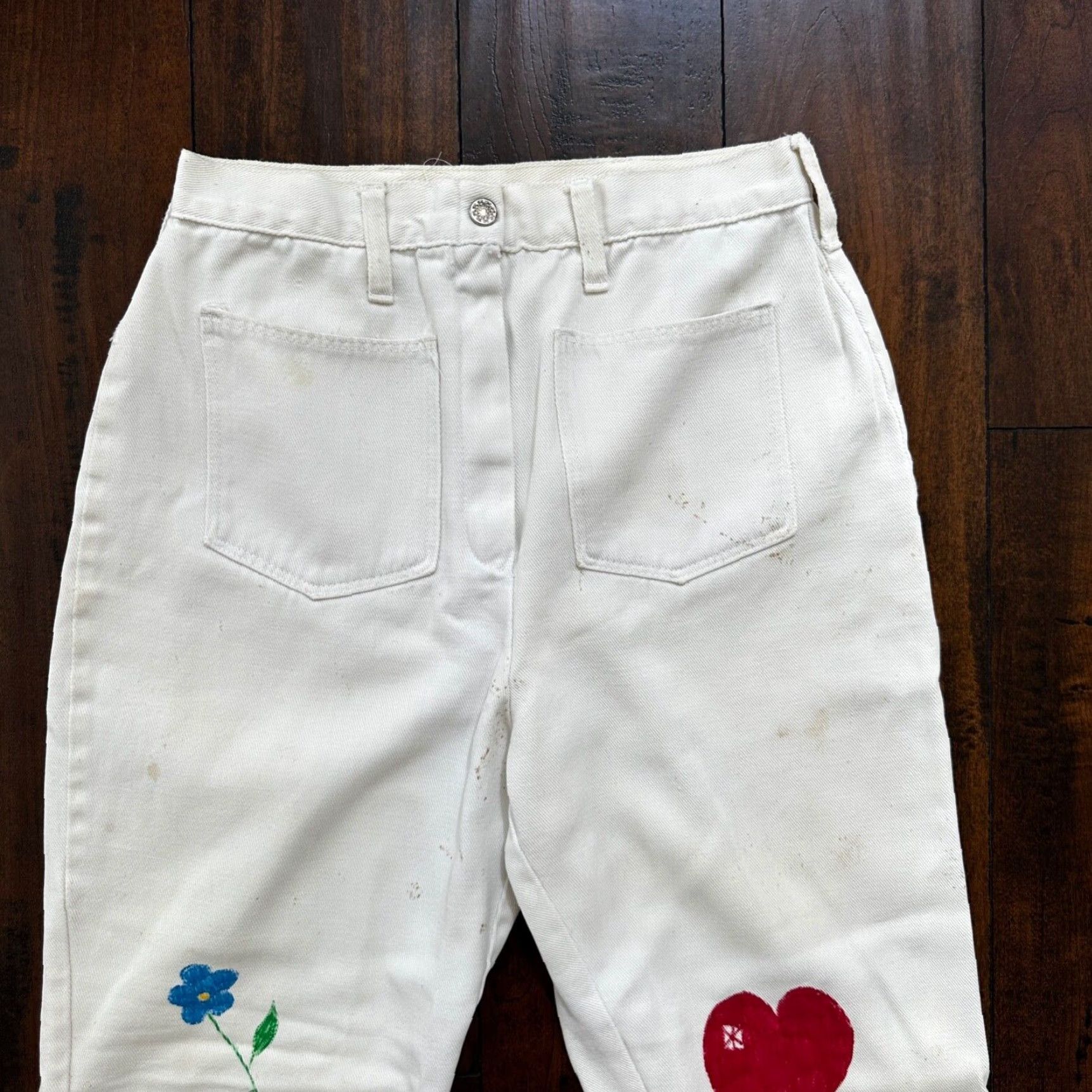 Sears VINTAGE 1960s Rockabilly Pants Mens 26 White No Nukes Art 60s Political Hand Drawn Size US 26 / EU 42 - 2 Thumbnail